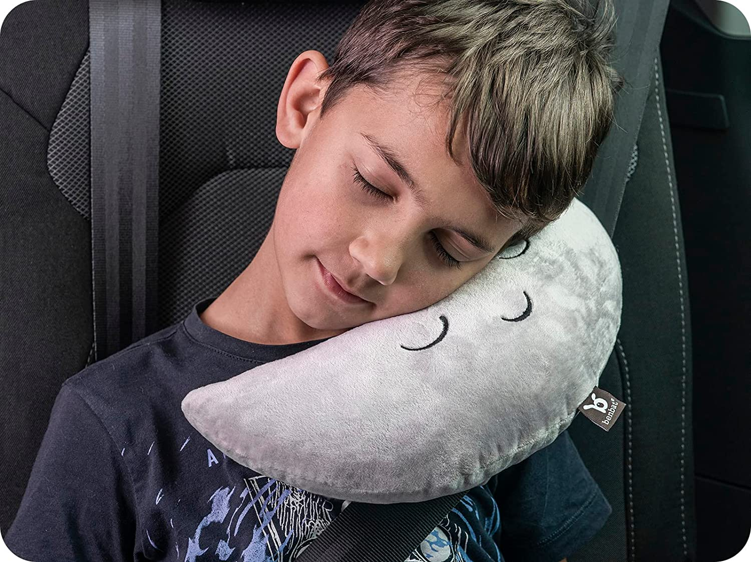 BENBAT Mooni Seat Belt Head Support Travel Pillow for 4 Years and Above, Grey (BE-MH170) image number 2