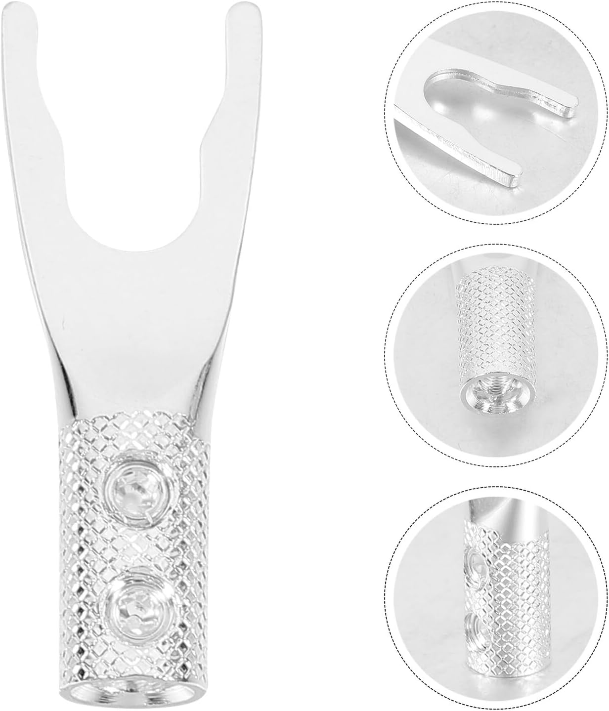 OFFIGAM Silver-Plated Speaker Cable Y Fork U-Shaped Audio Adapter Plug for Amplifiers Connector with Screw Locking Oxidation Resistant High Resolution for Home Audio and Professional Sound