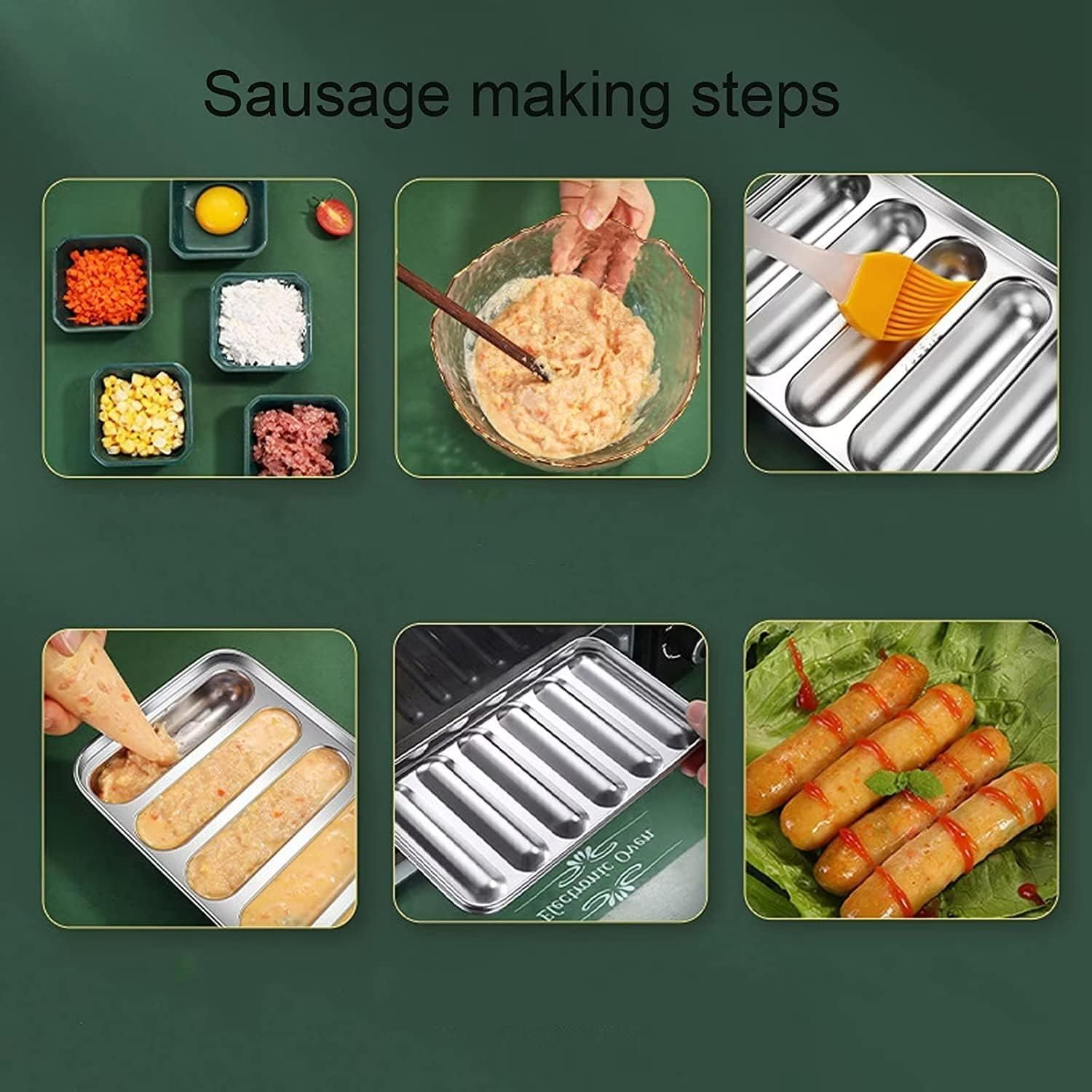 304 Stainless Steel Sausage Mould Hot Dog Baking Mould Hot Dog Baking Mould DIY Sausage Kitchen Baking for Birthday Parties Festival Daily for Grill Kitchen Baking Cooking (Silver) image number 1