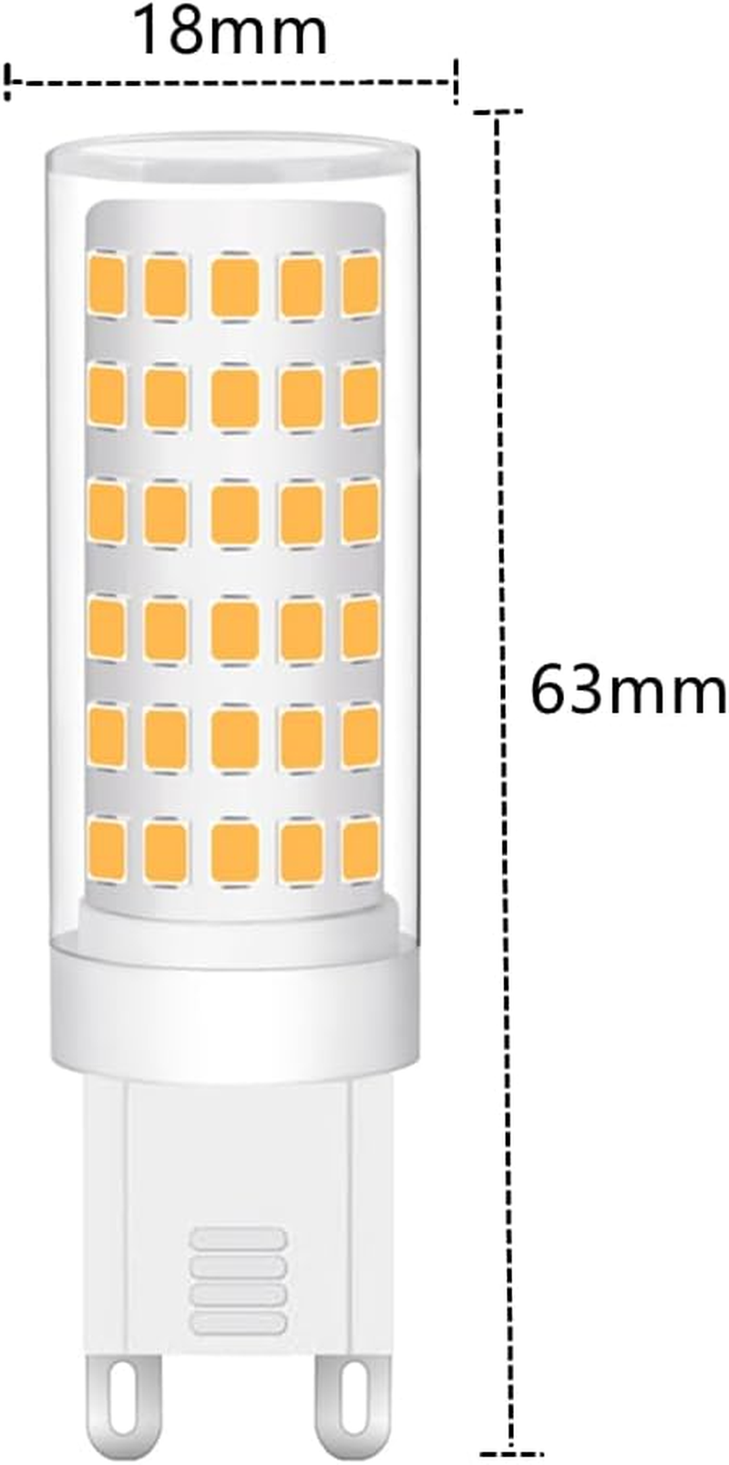 Tkhetiana G9 LED Bulb, Warm White 9W, 60W Equivalent (3 Pack, AC220-240V) image number 1