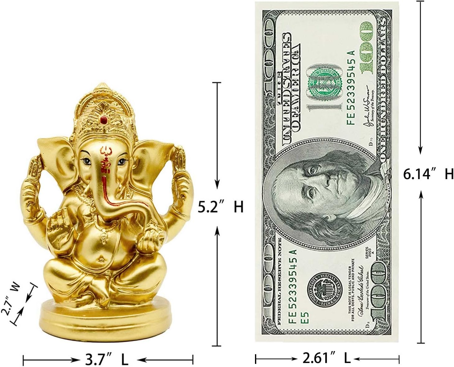 Bangbangda Hindu God Lord Ganesha Idol - Indian Ganesh Statue Sculpture India Murti Pooja Item Home Office Mandir Temple Puja Decor Yoga Zen Meditation Altar Shrine Kit Religious Gifts image number 3