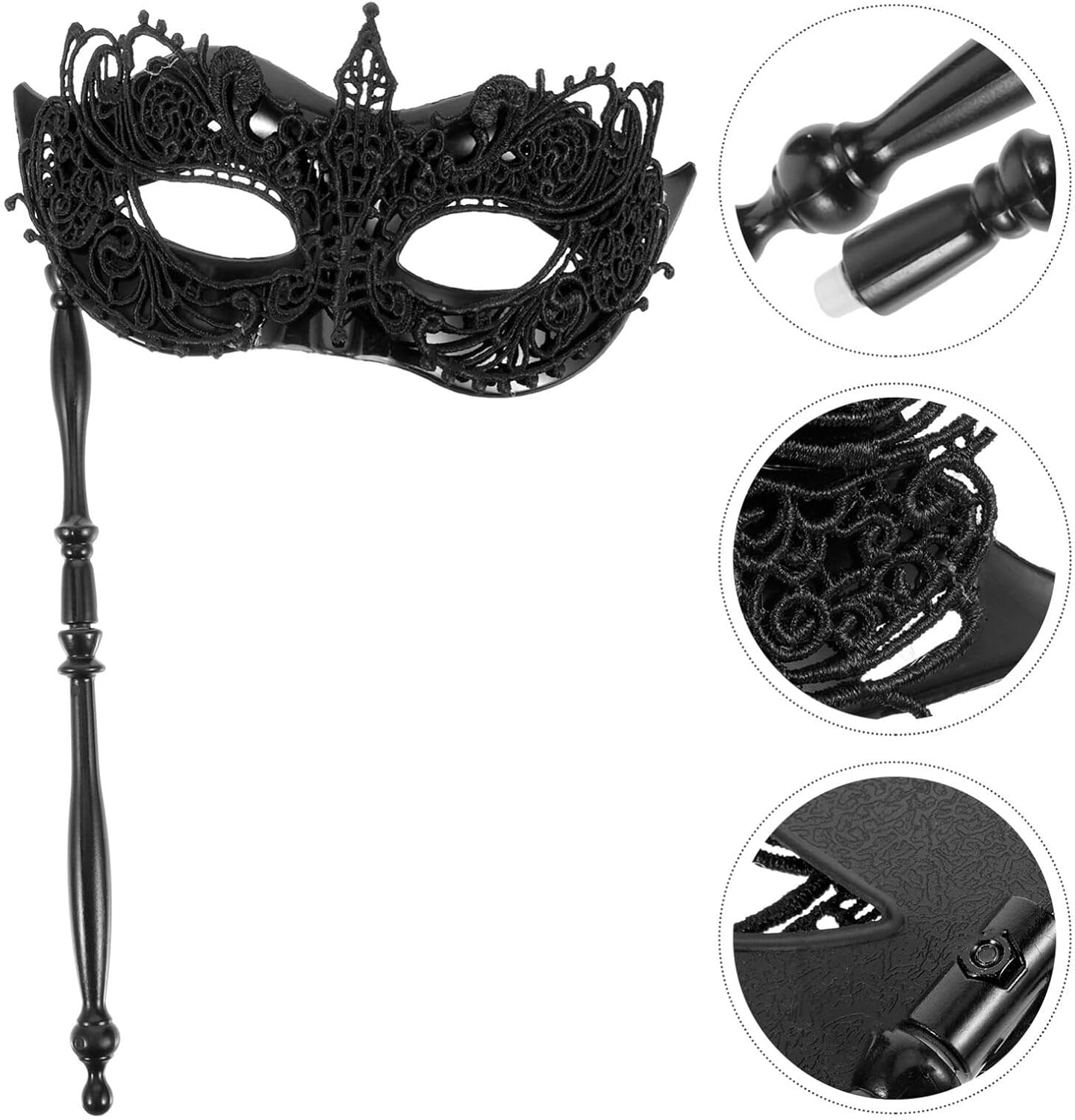 LIFKOME Masquerade Mask with Stick Venetian Handheld Party Mask Masquerade Mask for Women Halloween Costum image number 6