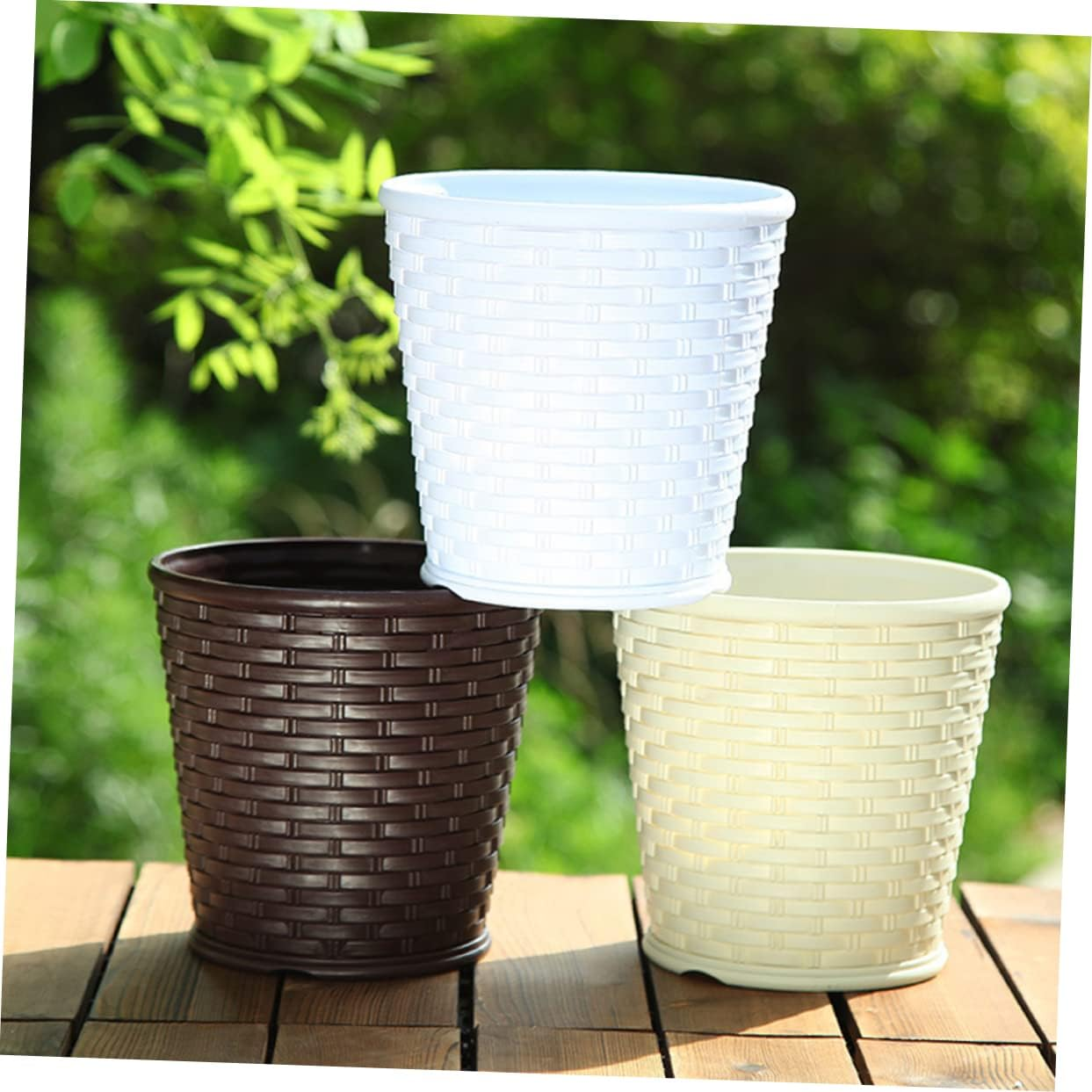 3Sets Resin Flower Pots for Garden Decoration Simple Design Resin Plant Pots for Succulents Indoor Outdoor Use image number 5