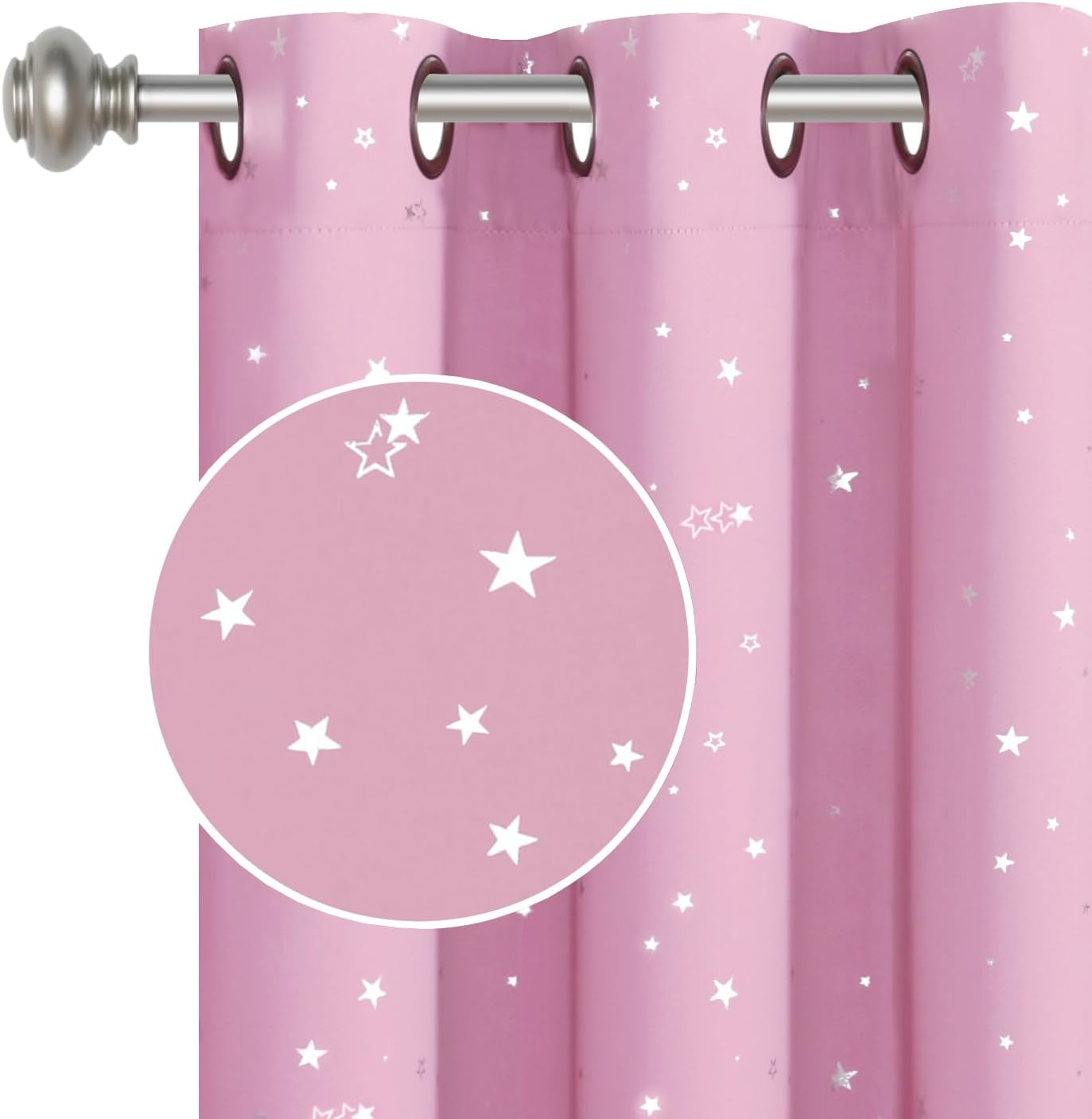 Smarcute Blackout Kids Room Curtains Twinkle Stars Blockout Bedroom Curtain Draperies for Boys/Girls - Thick Soft Fabric with Eyelet Top, Each Piece W132Cm by D160Cm, Sold by Pair, Navy