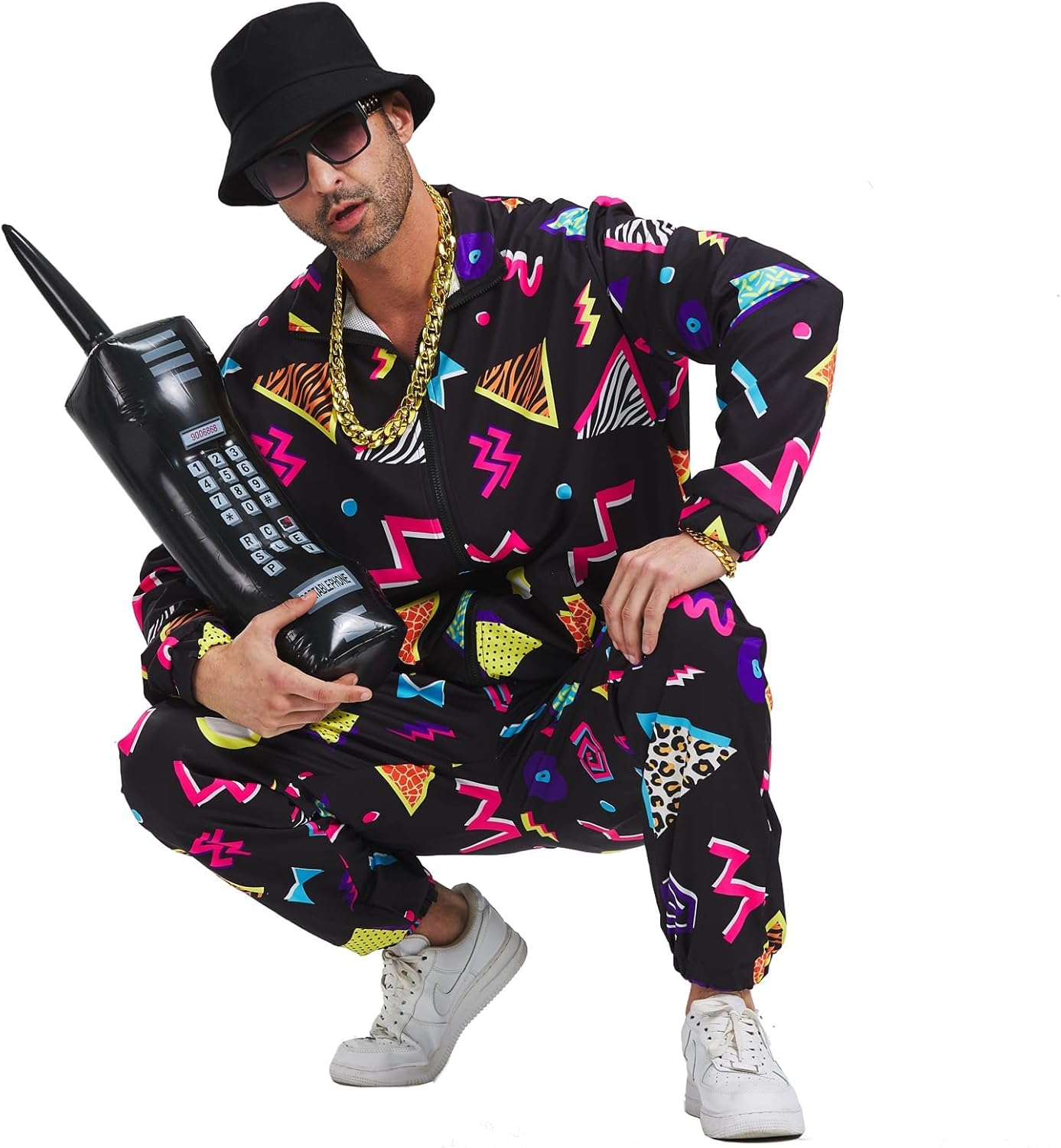 Slowton Women Men 80S 90S Costume - Retro Tracksuit Set Lightweight Long Sleeve Zippered Jacket Pant Set, Fashion Disco Clothing Outfit Sportswear Hip Hop Tracksuit for Rock Festivals Carnival Party image number 4