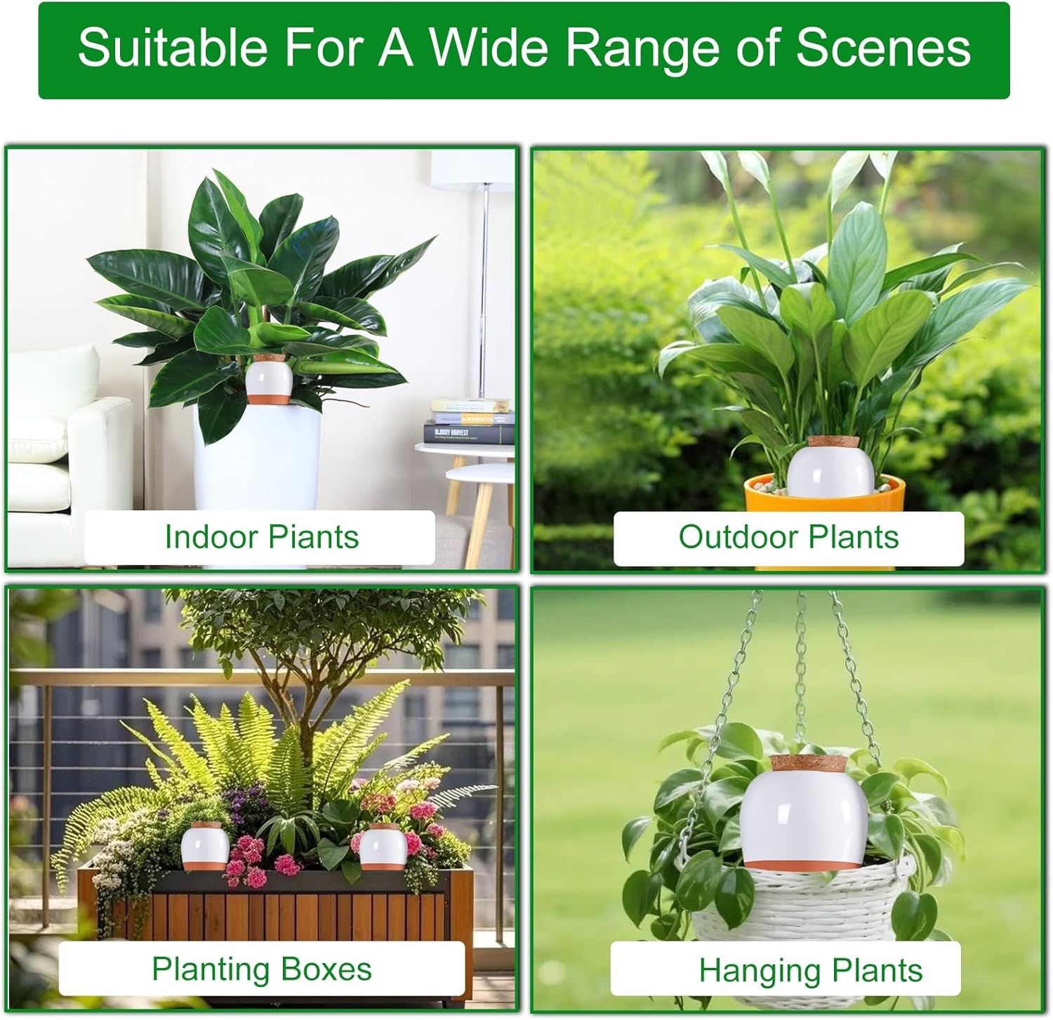 4 Pack Plant Self Watering Spike, 320 Ml Terracotta Watering Spikes with Lid, Self Watering Devices with Slow Release System for Vacation, Auto Olla Plant Waterer for Indoor, Outdoor, Garden, Office image number 1