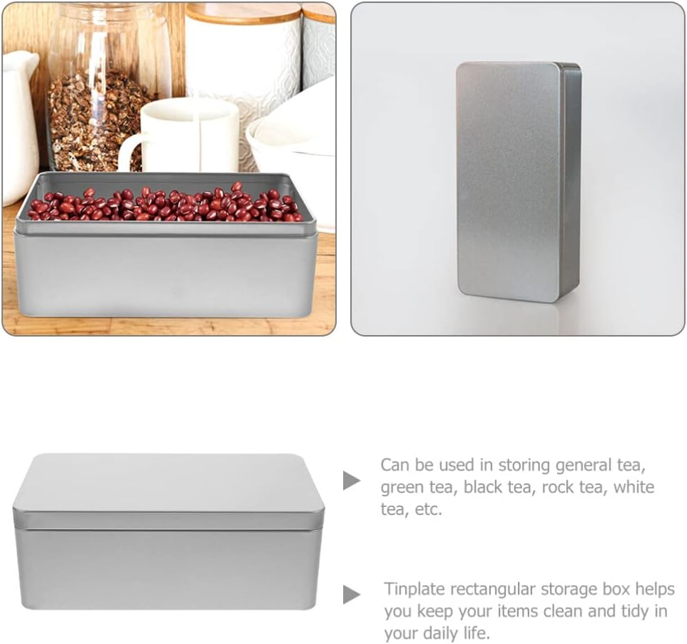 Angoily Rectangular Empty Tin Container with Lid - Tinplate Storage Box for Candy, Cookie, Jewelry, Trinket, Coin, Tea, Coffee image number 4