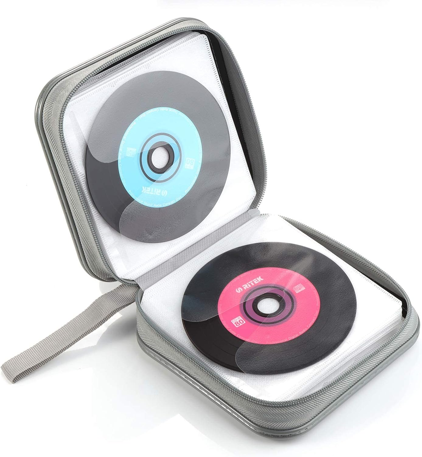 CD Case, DVD CD Wallet Holder Organizer for Car 48 Capacity Hard Plastic Portable Travel DVD Case Protective Zipper CD Case Holder Car Storage Wallet Bag (48 Capacity, Black) image number 4