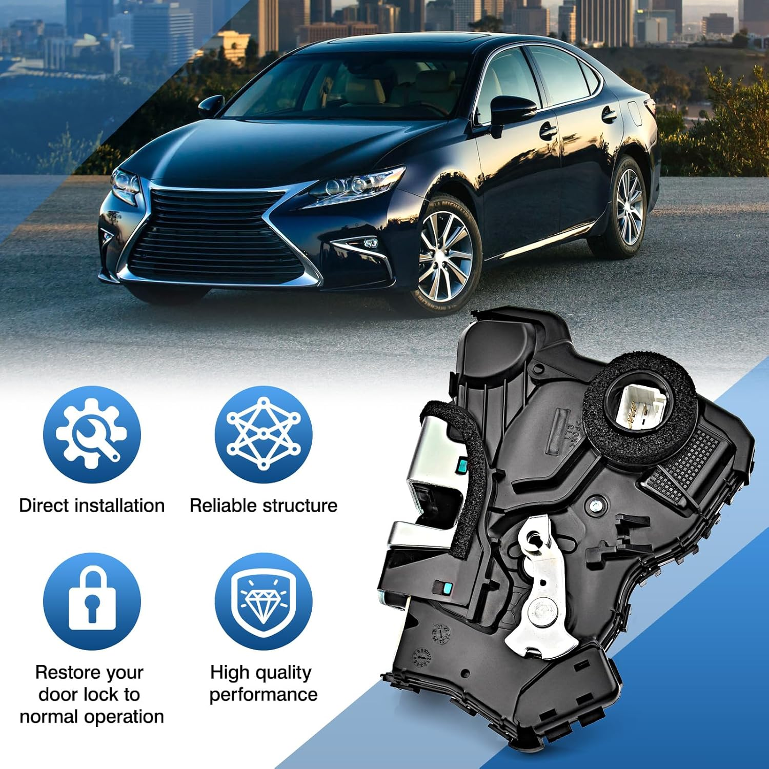 TOP-MAX Door Lock Actuator Motor Compatible with Lexus Scion Toyota 4Runner Camry Corolla Highlander RAV4 Sequoia Sienna Tundra Matrix, Front Left Driver Side Replaces 69040-0C050,69040-06180,931-401 image number 1