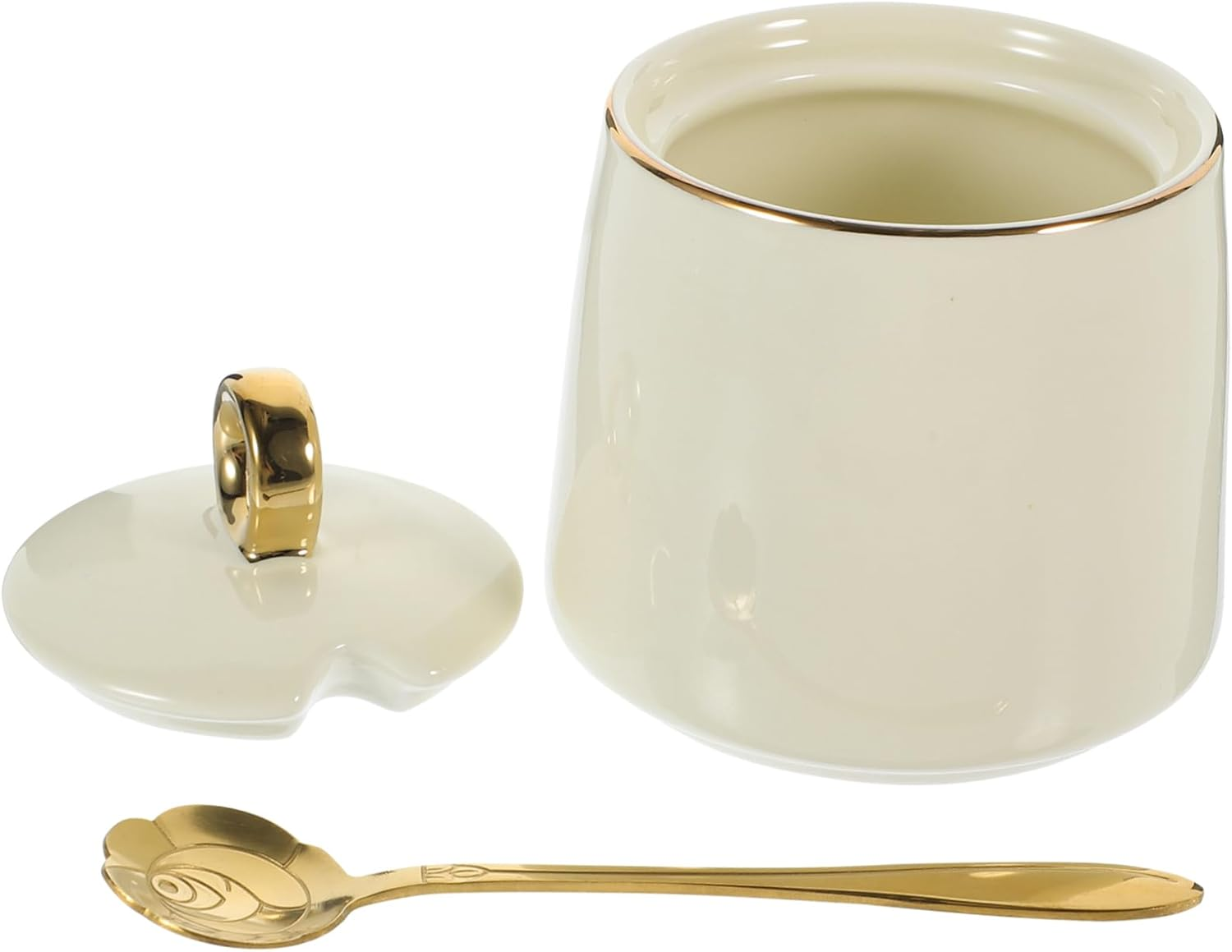 HOLIDYOYO Ceramic Seasoning Jar for Kitchen Spice Container Spoon for Salt and Pepper Storage Adorable Condiment Jar for Home Use image number 6