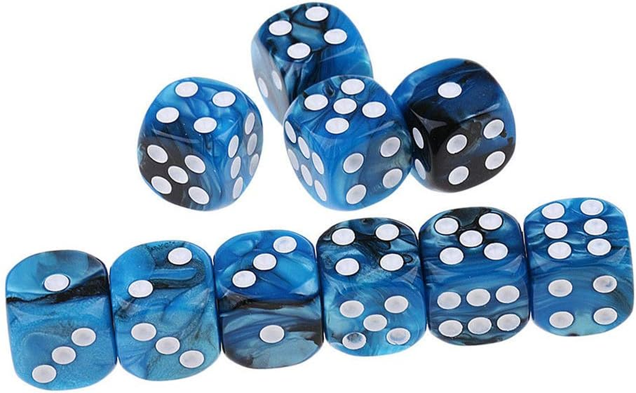 Yiotfandoll 10PCS Polyhedral Dice D6 Dice 16Mm Acrylic Dice Game Dice for RPG MTG DND Dice Table Games (Blue Black) image number 1