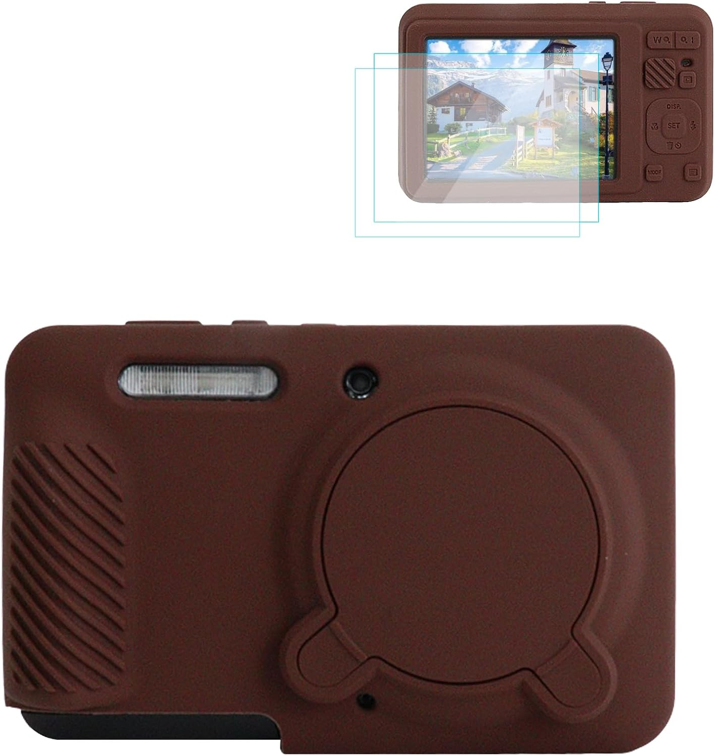 Rieibi Silicone Case for Kodak PIXPRO FZ55 Case, Accessories for Kodak PIXPRO FZ55 Camera Case with 2 Pcs Screen Protectors, Detachable Lens Cover for PIXPRO FZ55 Camera，Black