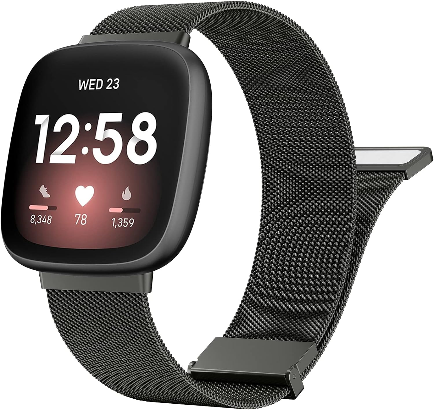 Leonids Metal Band for Fitbit Versa 4 Bands, Fitbit Sense 2 Bands Women Men, Stainless Steel Mesh Loop Adjustable Strong Magnetic Replacement Straps for Fitbit Versa 4/Fitbit Sense 2 Smartwatch image number 2