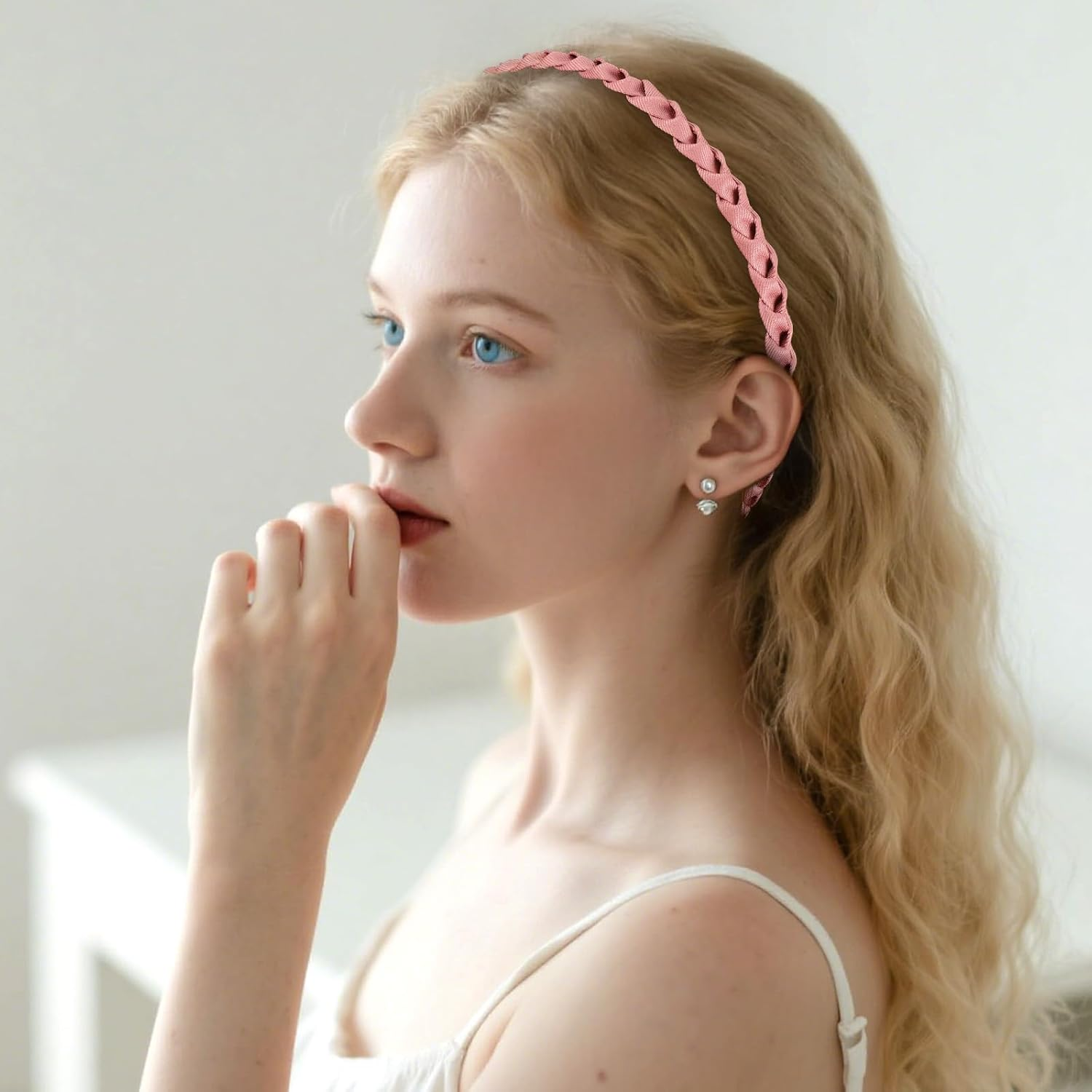 Gjinxi 6 Pack Braided Headbands for Women&Girls, Thin Headbands Non-Slip Head Bands for Women'S Braid Headband with Teeth Fashion Head Band Flexible Hairbands with Fabric Twisted Boho Hair Accessories image number 3