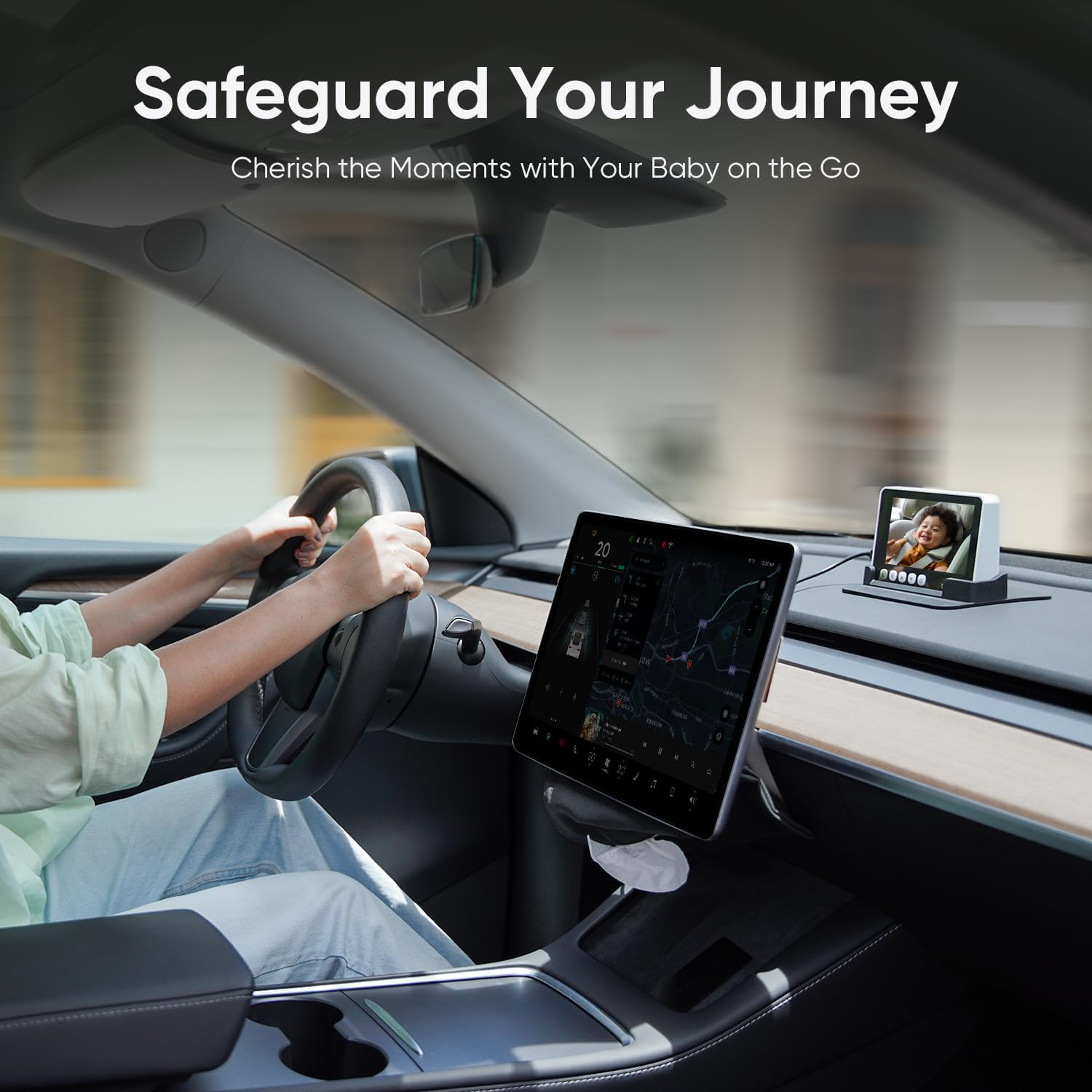 Bonoch 5'' 2K Baby Car Camera Backseat - 2025 Upgrade 360 Degree Rotating Wide View USB Powered Baby Car Monitor with Car Charger, Easy Setup Car Seat Camera for Baby Rear Facing with Night Vision image number 4