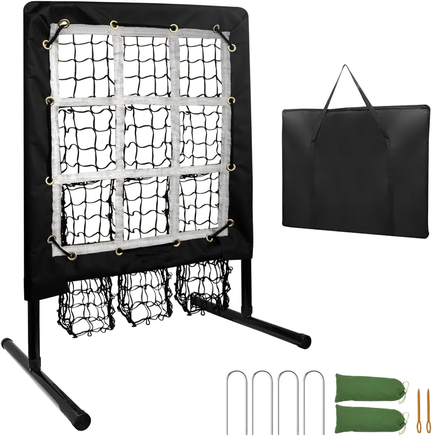 9 Hole Pitching Net, Heavy-Duty Baseball Net with Strike Zone for Pitching and Hitting, Height Adjustable Training Equipment with 9 Pocket Pitching Target for Baseball & Softball Practice image number 3