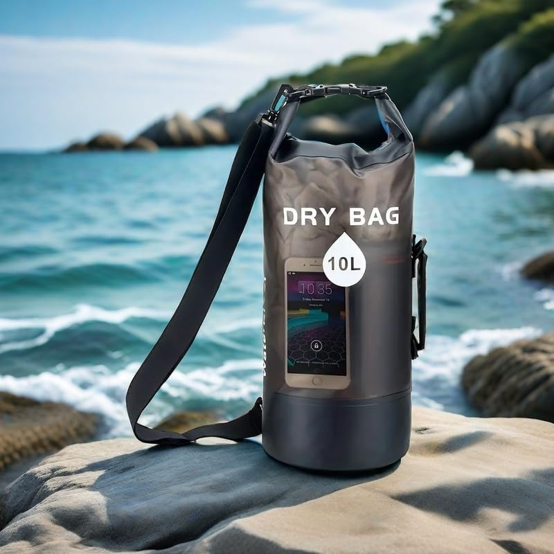 Azragon IPX6 Waterproof Dry Bag, 10L, Roll Top, Detachable Shoulder Strap for Kayaking, Rafting, Boating,Beach, Hiking, Camping and Fishing,Outdooers Sports. image number 3