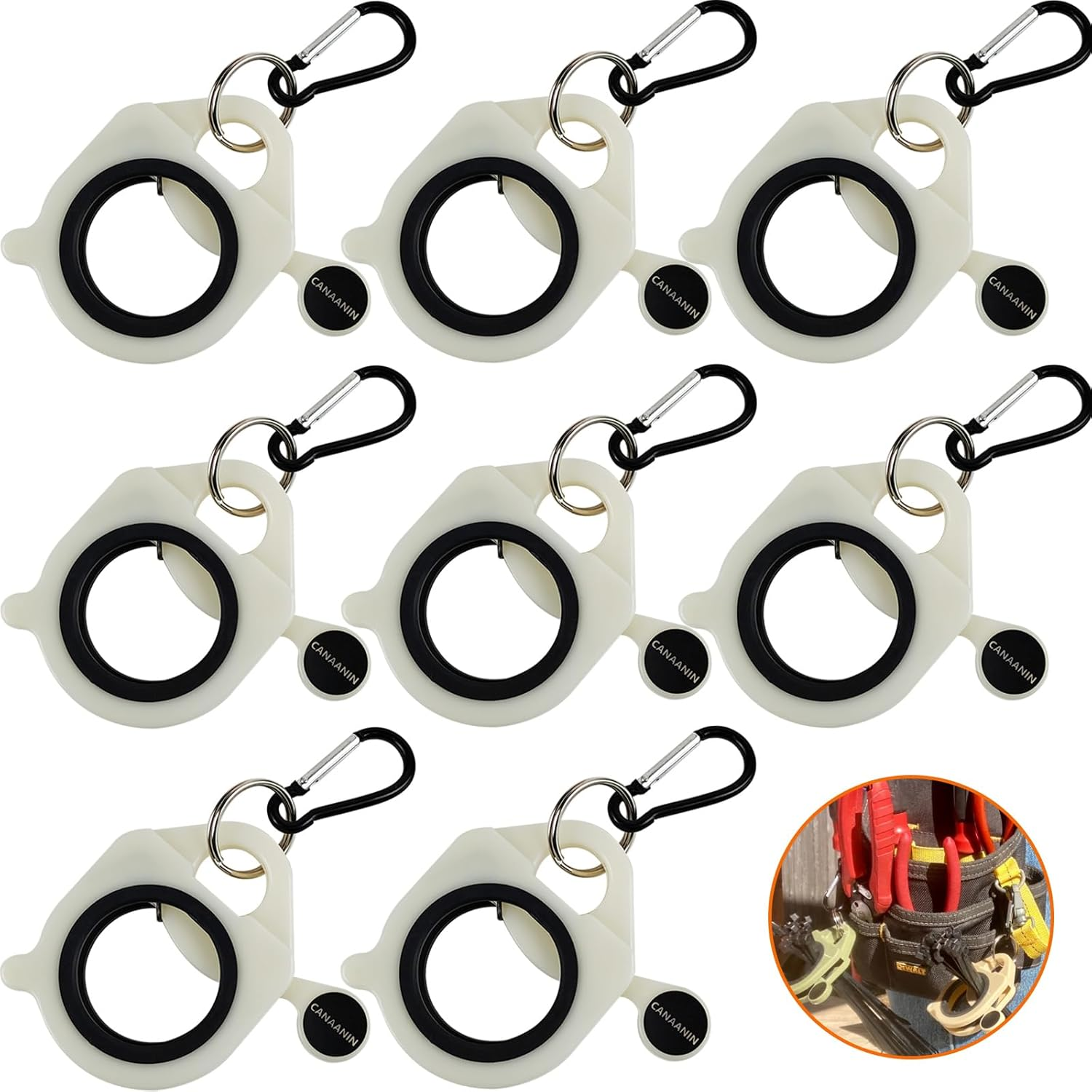 Zip Tie Holder Cable Tie Holder for Tool Belt Heavy-Duty Colored Organized Strong Efficient for Electrician Tool Storage Reusable Portable (White, 8 Pack)