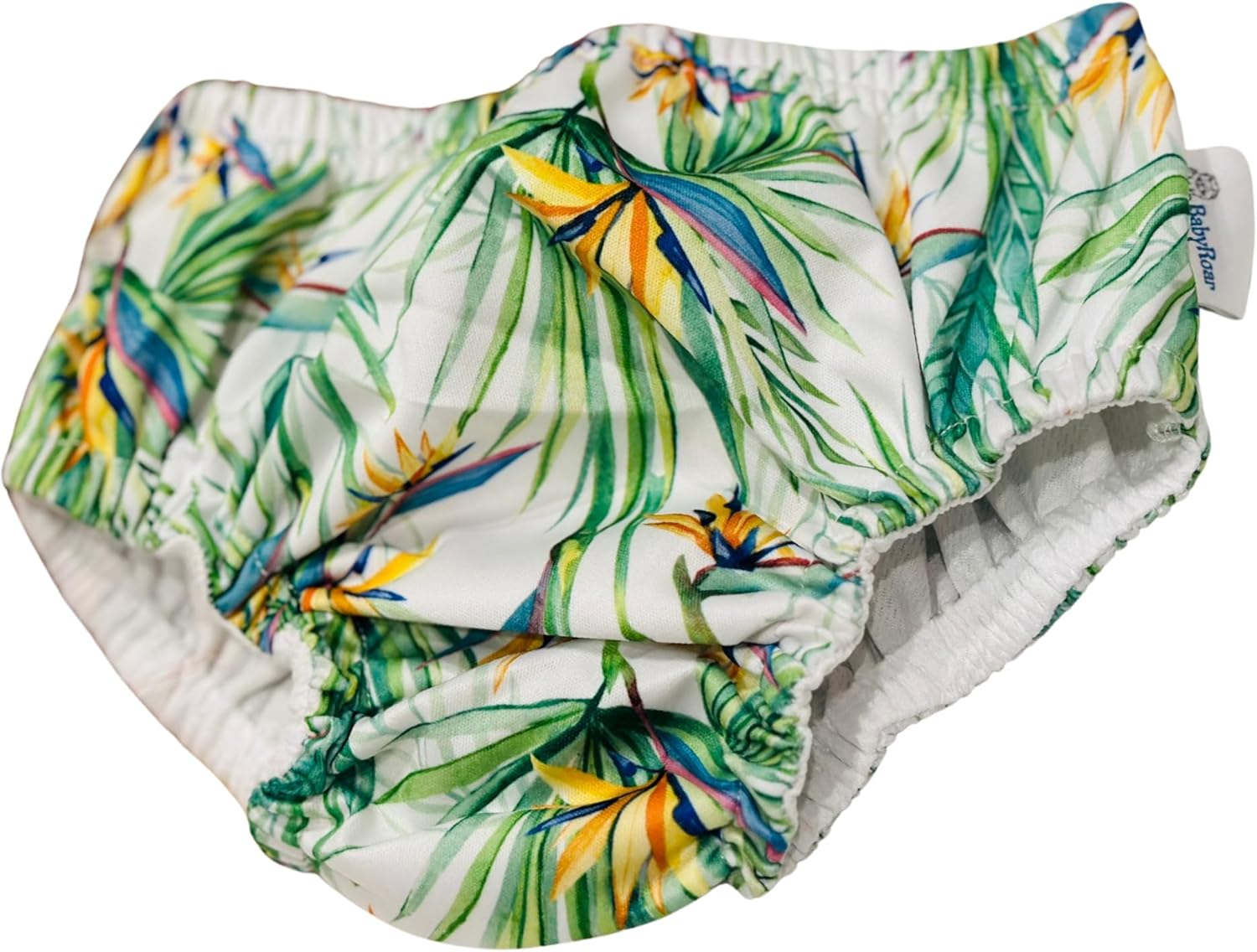 Babyroar Reusable Swim Nappy &ndash; Pull-Up Nappy/Diaper + BONUS Wet & Dry Bag with Double Zipper &ndash; (Dual Pockets Keep Wet & Dry Items Separate) &ndash; Leak-Proof, Eco-Friendly. Perfect for Water Fun! (Birds of Paradise Bloom, XL); Child, Toddler and Baby