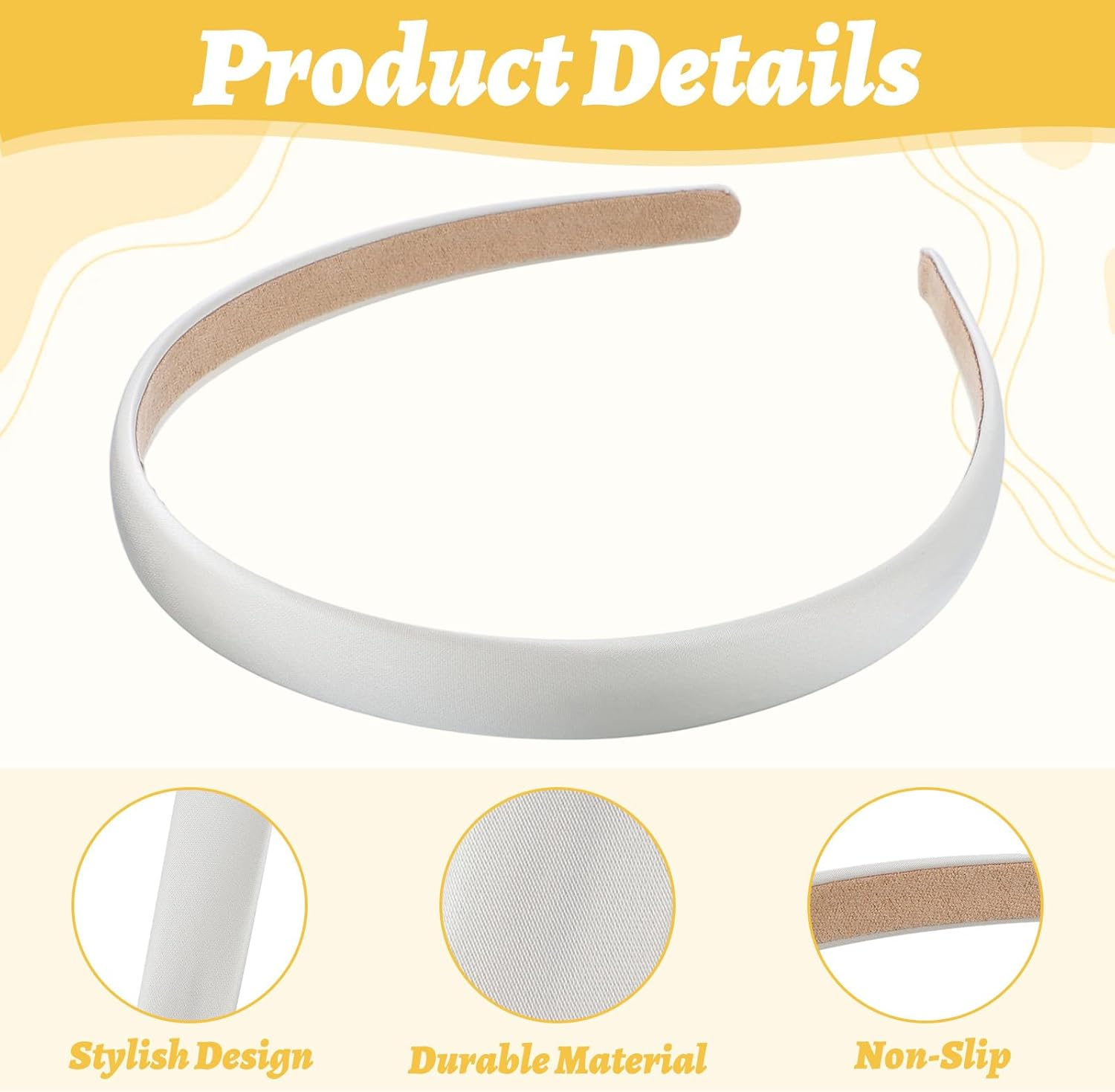 Pack of 2 Women'S Black Headpieces Satin Headbands Plain Headbands Non-Slip Hair Accessories Simple Fashion Headband for Women Girls Men DIY Styling image number 1