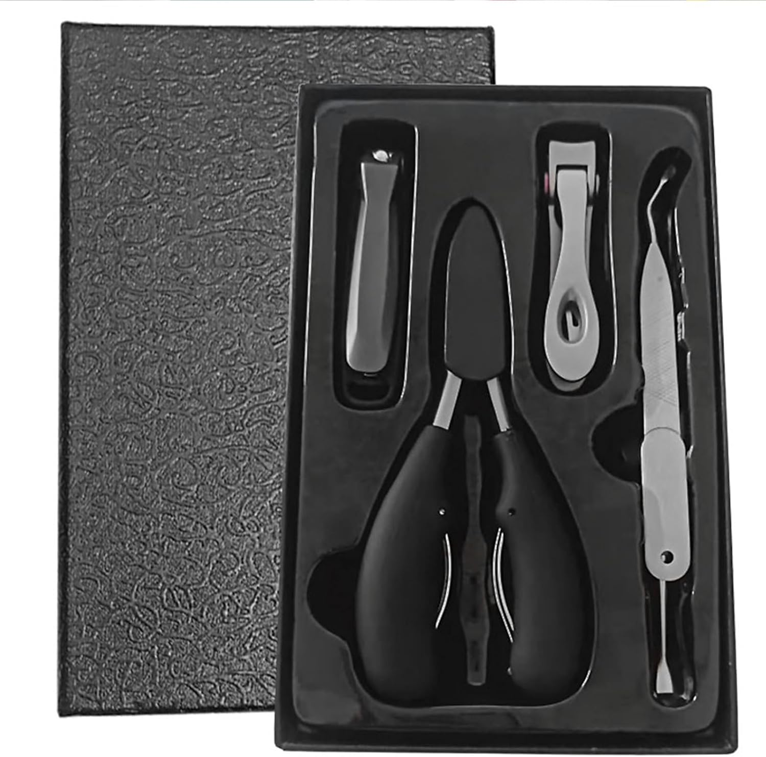 5 Pcs Large Manicure Nail Clippers with Super Sharp Curved Blade, Toe Nail Clippers for Thick & Ingrown Nails, Stainless Steel Heavy-Duty Toenail Clippers & Fingernail Clippers for Men Women (Black) image number 6