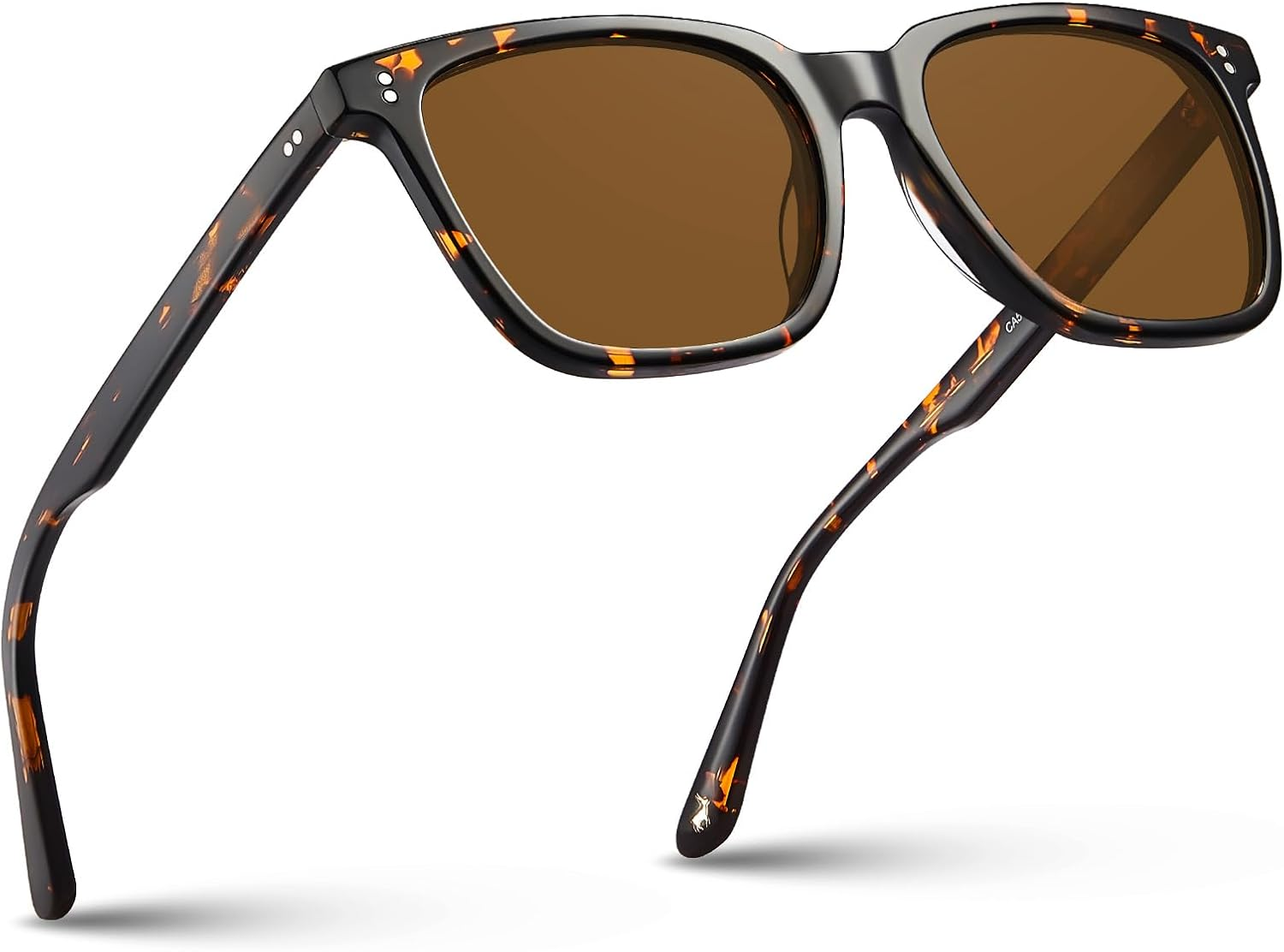 CARFIA Square Polarized Sunglasses for Men UV400 Protection Classic Retro Acetate Shades Driving Glasses