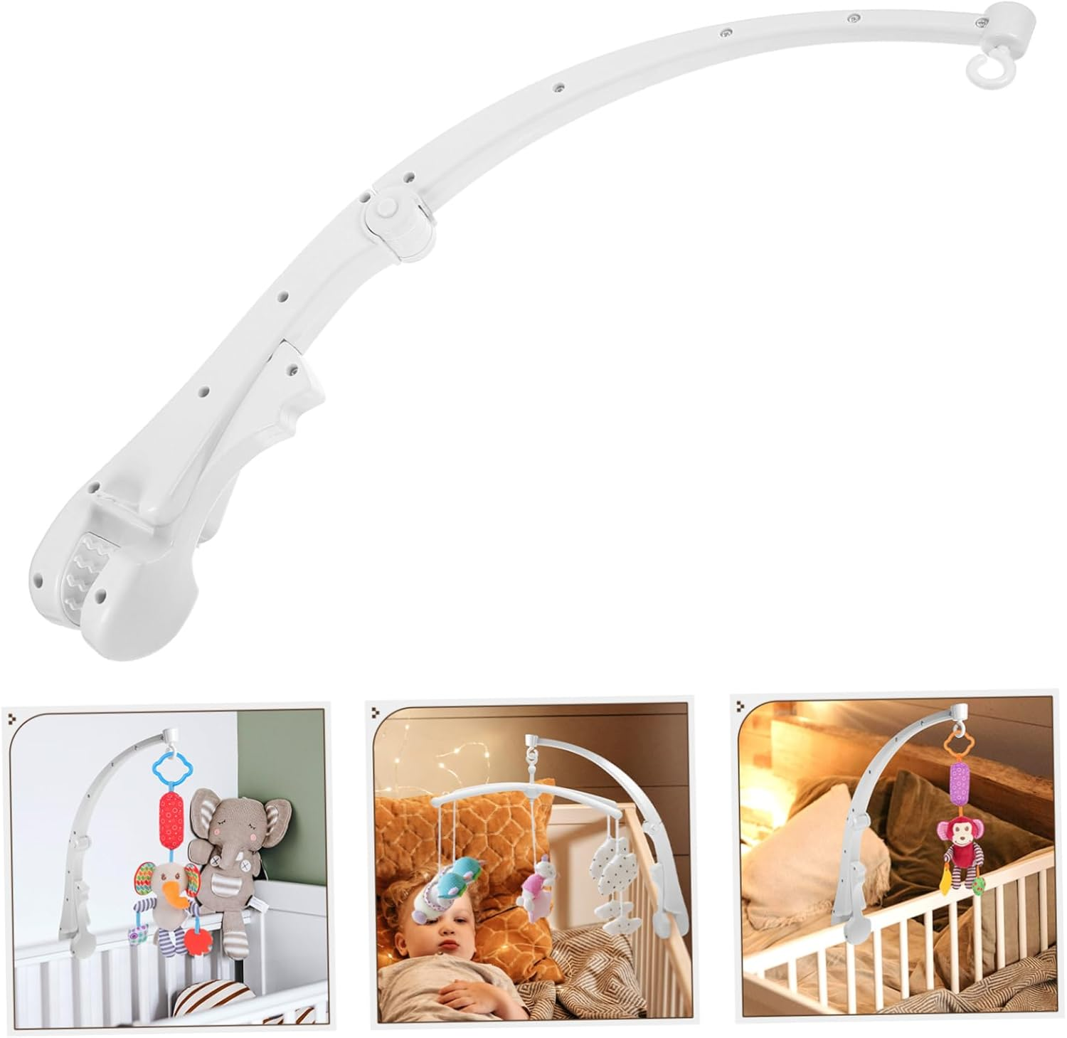 BESPORTBLE Crib Mobile Stand and Bed Bell Holder Arm for Baby Nursery, Wood-Grain Rotating Mobile Arm Compatible with Baby Cot, DIY Cloud-Shaped Crib Decoration Accessory for Infant Bed image number 6