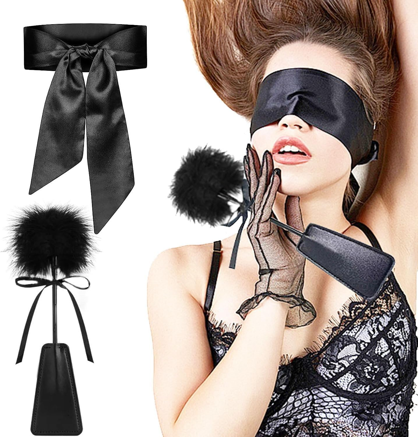 Sex Bondage Restraints BDSM Toys, Bed Restraints Couple Sex Toys with Sex Straps Bondage Cuffs Blindfold & Feather BDSM Kit image number 6