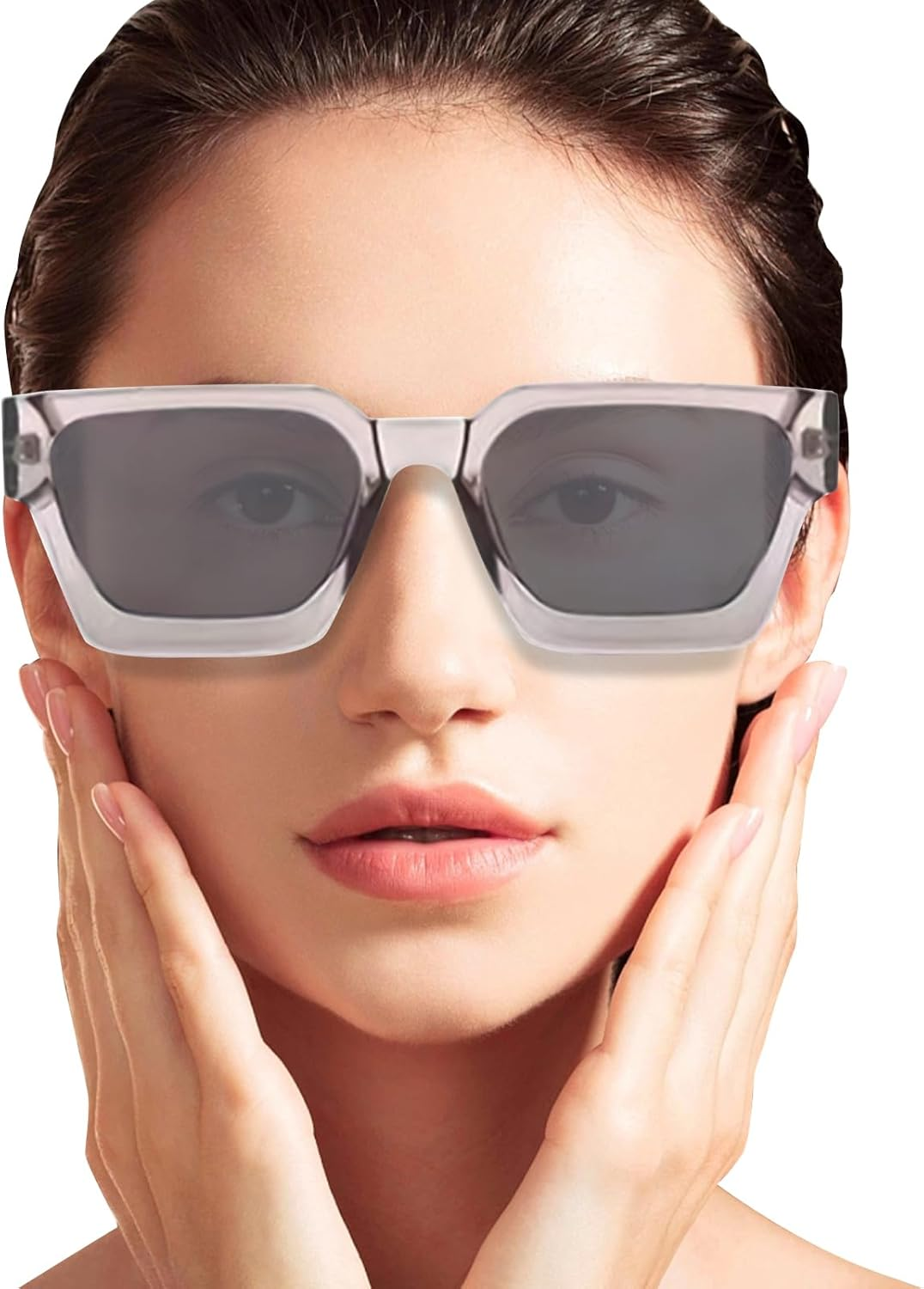 Uoqpty Square Sunglasses, Vintage UV Glasses, Ergonomic UV 400 Square Frame Sunglasses for Vacation, Beach, Driving, Festival, Outdoors