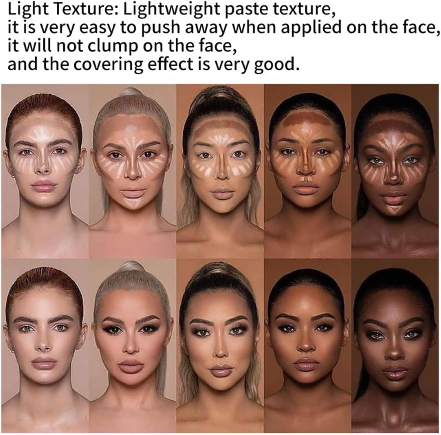 Professional Makeup Cream Contour Palette, MKNZOME 12 Colours Concearler Full Coverage & Makeup Brush Set Contour Concearler Palette Contouring Face Make up for Women Girls - 5 image number 4