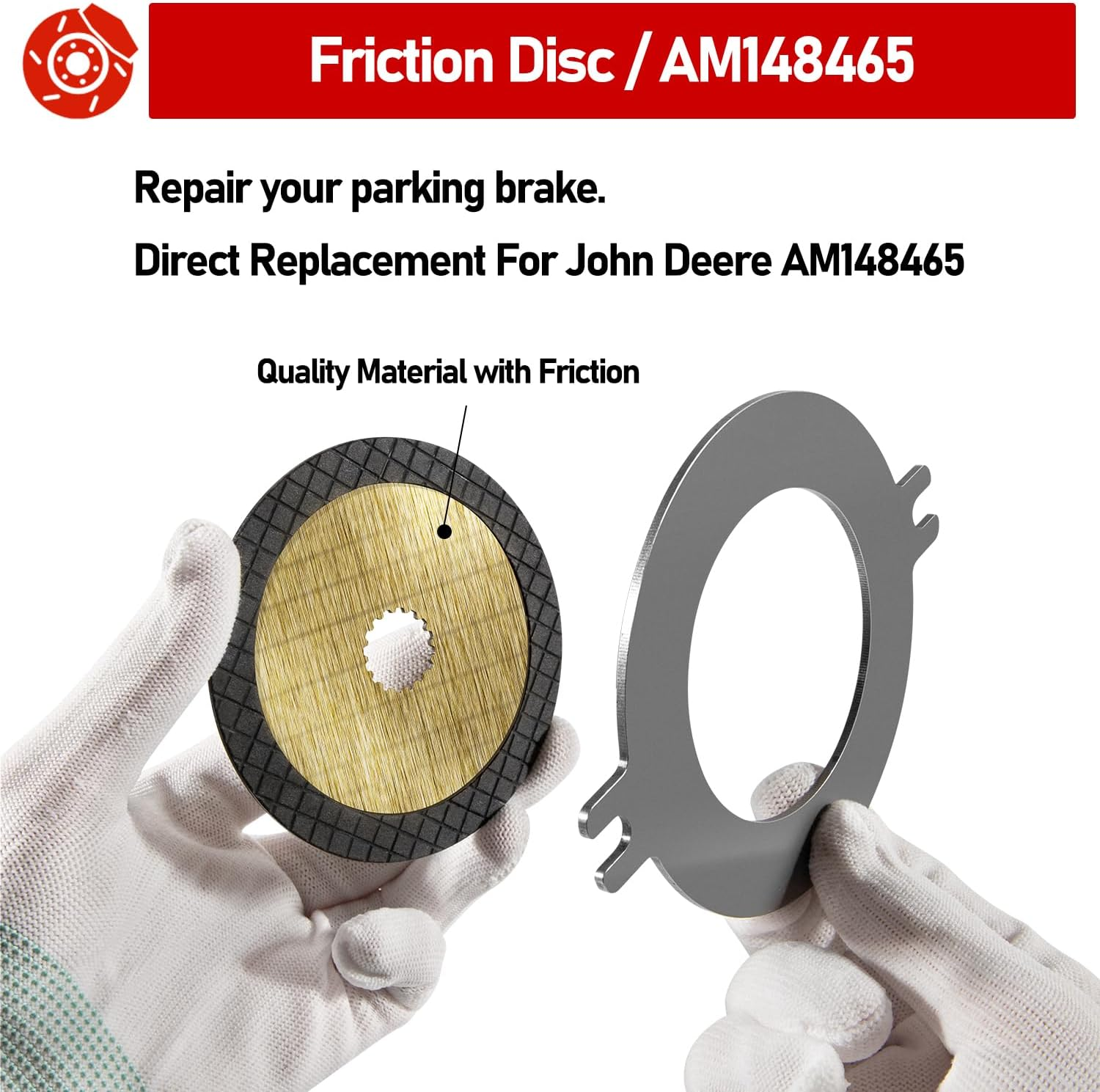 AM148465 Brake Kit Wet Park Brake Disk Kit for John Deere XUV 625 825 835 855 865 Gator Utility Vehicles, Replace # AM148465, AM140803 Wet Brake Discs Kit image number 4