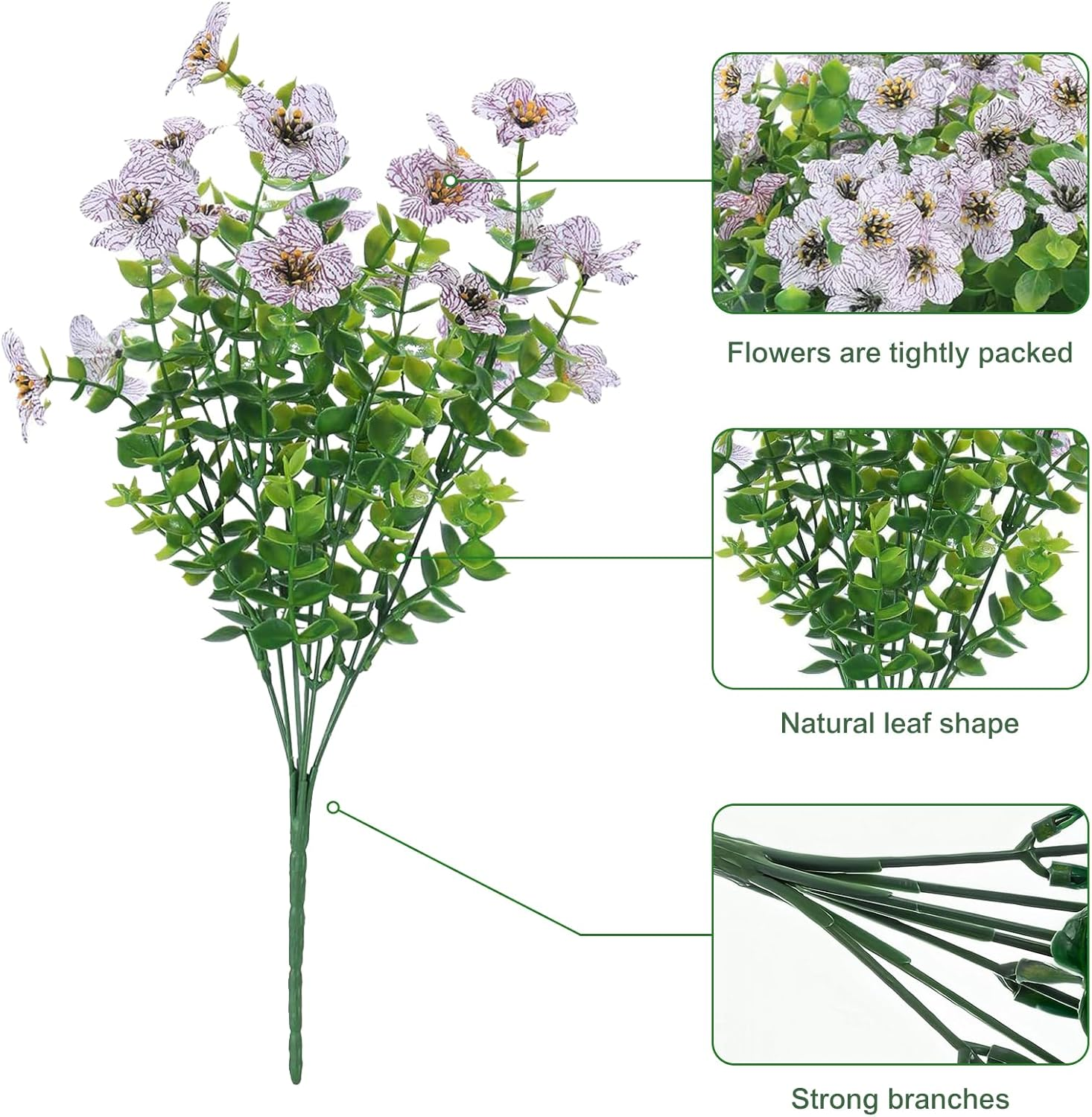 6Pcs Daisy Artificial Flowers Fake Fall Flowers Eucalyptus Plants No Fade Fake Plastic Flowers Faux Autumn Plant for Xmas Decor Indoor Outdoor outside Garden Porch Window Box Home Wedding (White) - Yellow image number 4