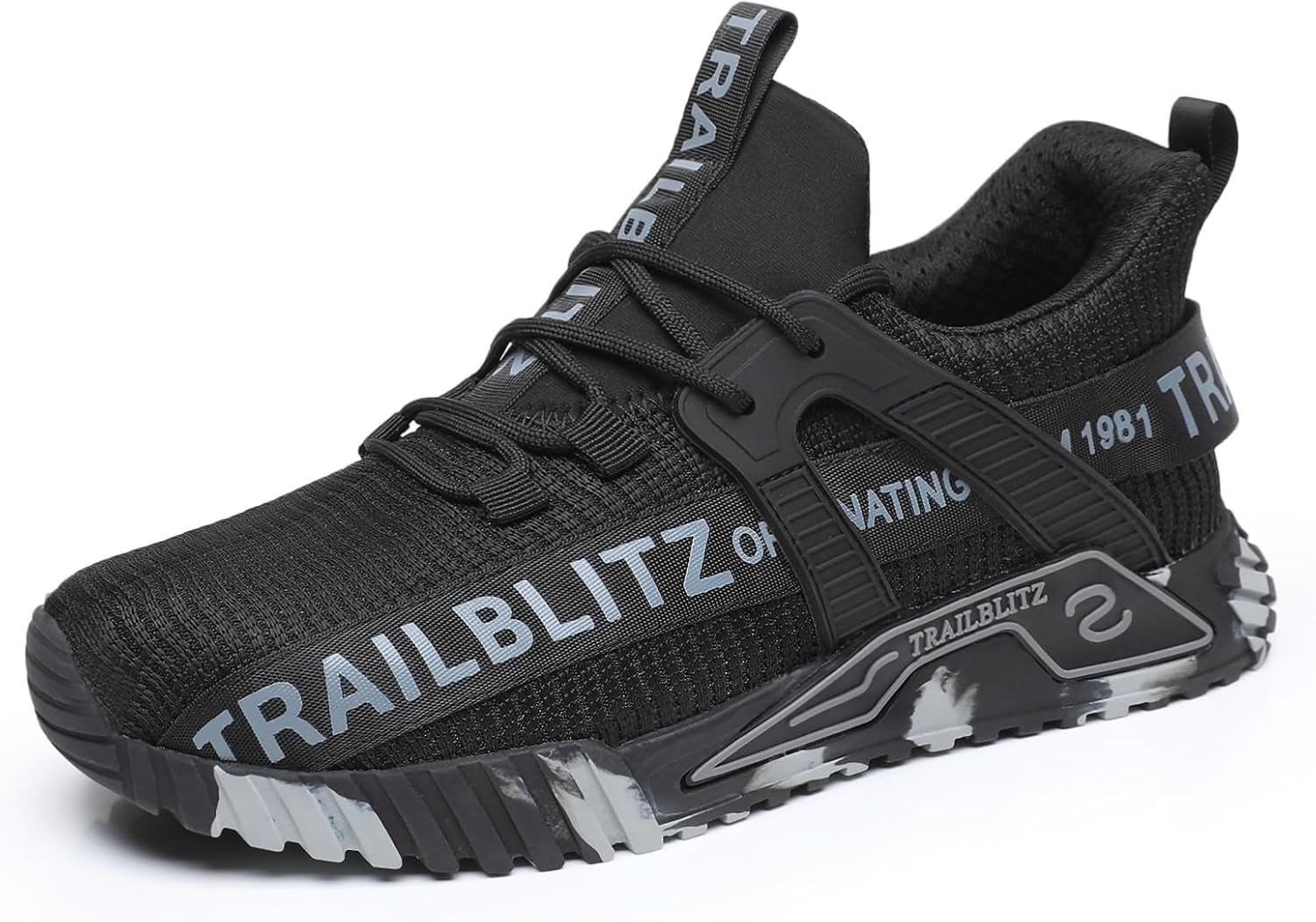 Composite Steel Toe Shoes for Men Work Safety Sneakers Non Slip Comfortable Lightweight Breathable Mens Hard Toe Industrial Construction Tennis Slip on Footwear