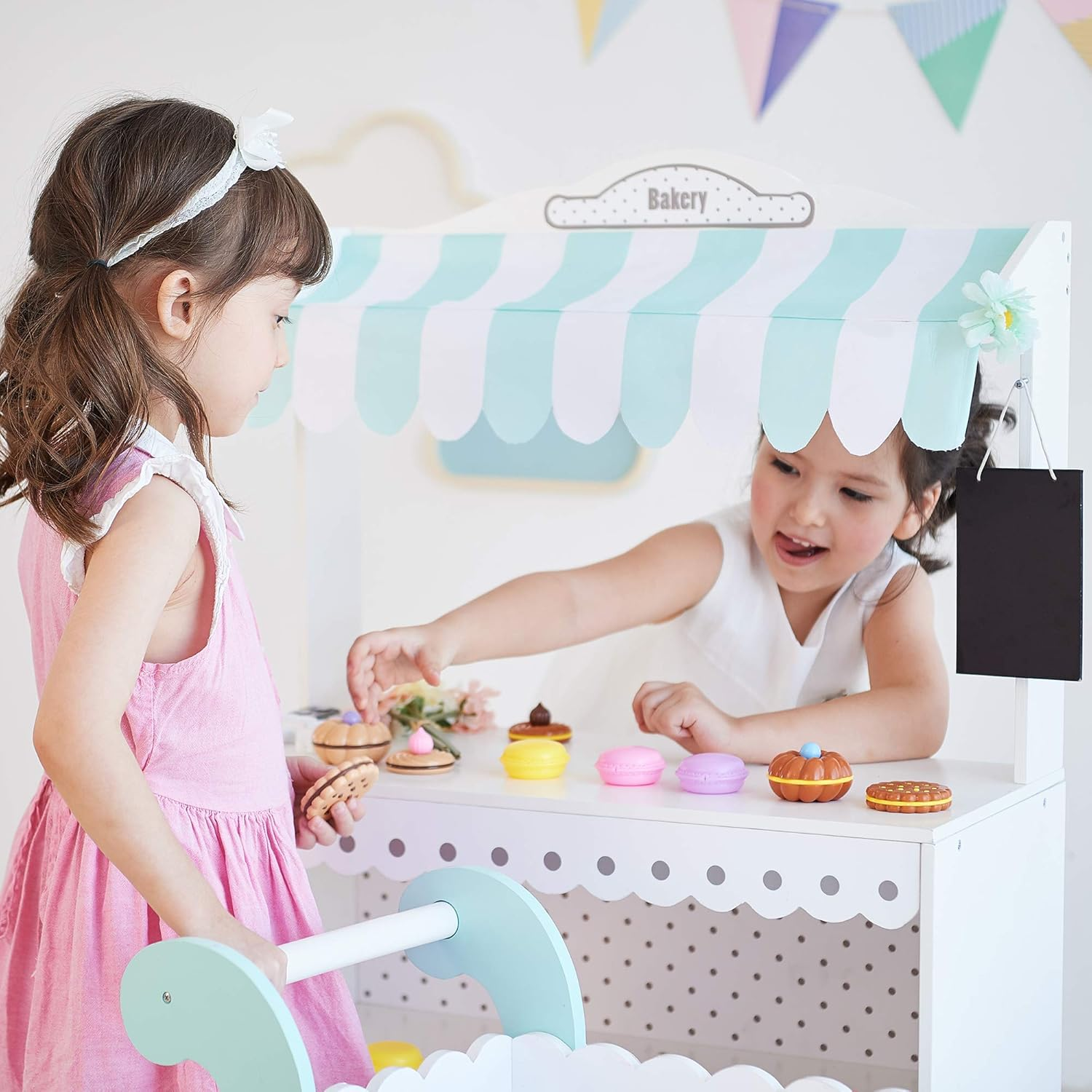 Teamson Kids - My Dream Bakery Shop Dessert Stand - White/Petrol image number 4