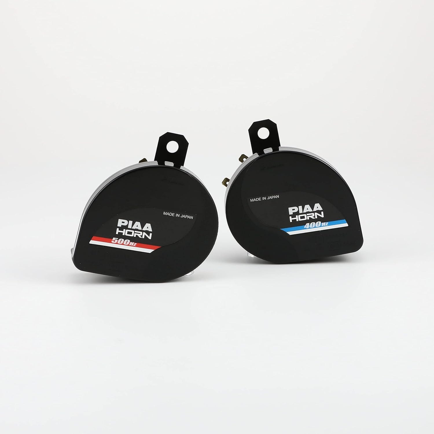 PIAA HO-12 Passenger Car Horn, 400 Hz + 500 Hz, Slender Horn, Thin, Compact, 112 Db, Pack of 2, Swirl Type, Compatible with Vehicle Inspection, Ground Harness Included