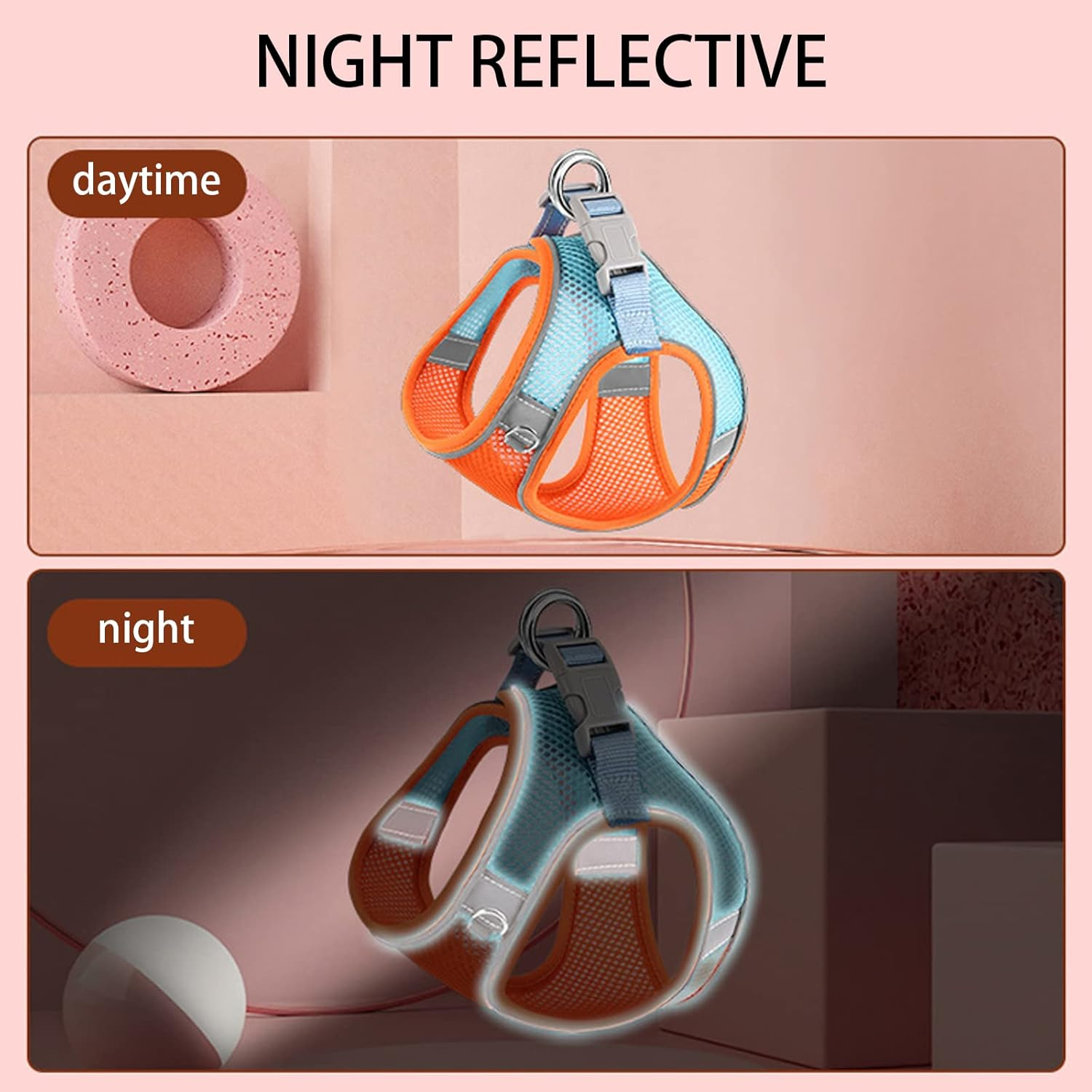 BDSHUNBF Dog Harness and Lead Set, Step-In Puppy Vest Harnesses, No Pull Harness Small Dogs Harness, Reflective Breathable Adjustable Dog Vest Harness for Small Dogs, Cats, Dog Accessories（S Orange）