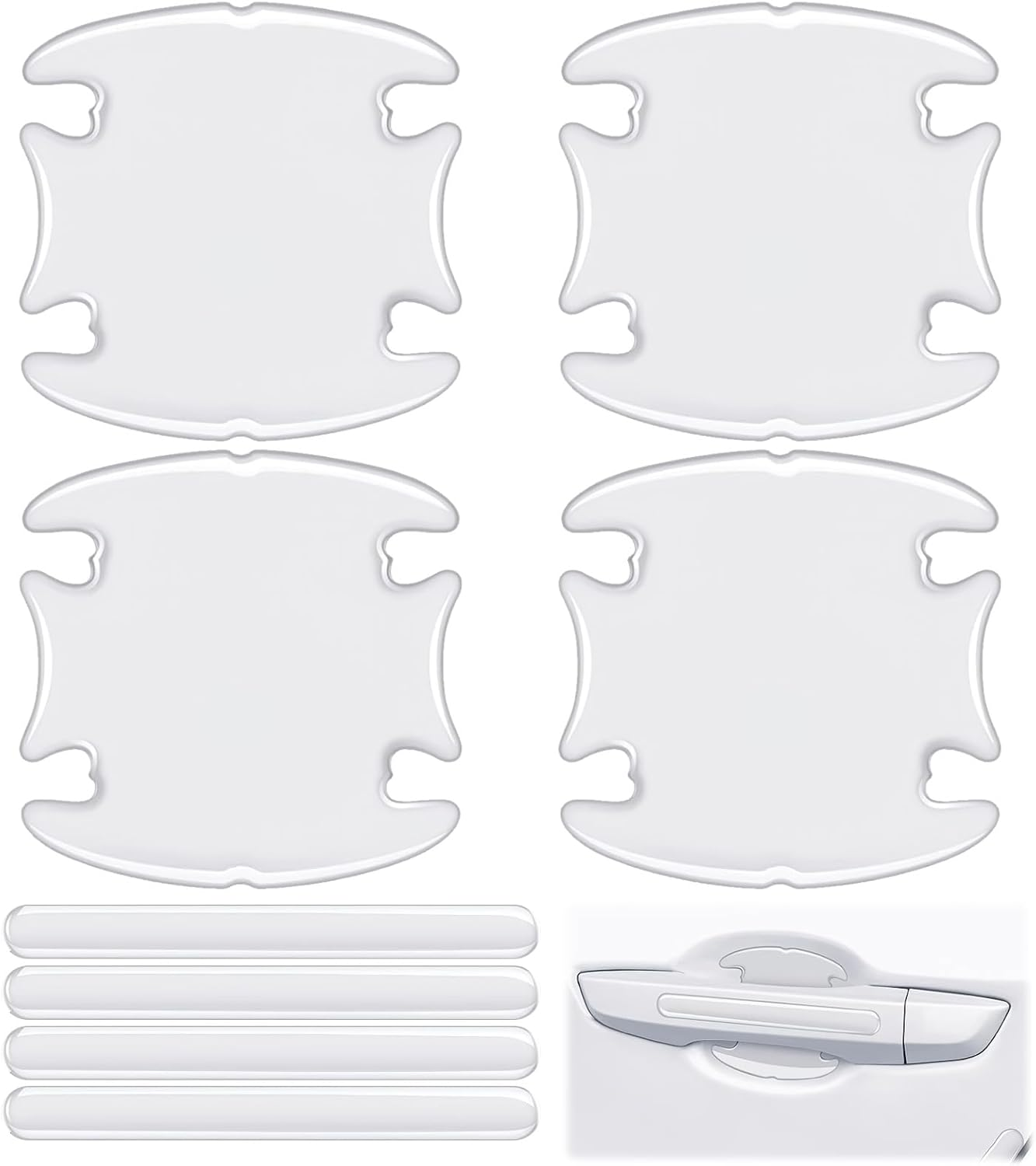 8 Pcs Invisible Car Door Handle Protectors, Transparent Waterproof PVC Cup Protector, Scratch Resistant Stickers to Shield Paint from Dents & Daily Wear for Most image number 1