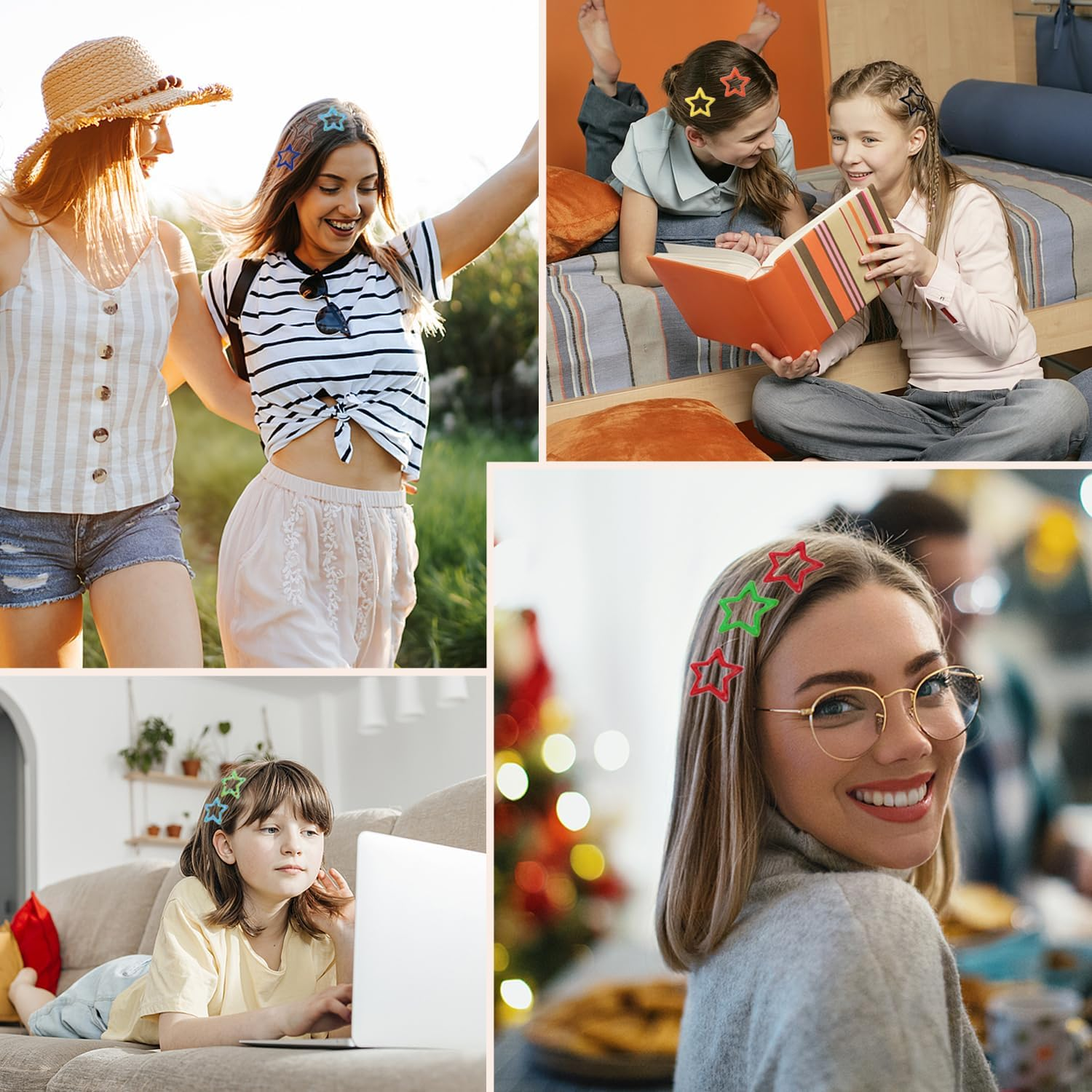 TRKETK Pack of 44 Star Hair Clips, Metal Star Hair Clips, Cute Small Hair Clips, Hair Clips with Press Studs, Hollowed Star Hair Pin, 3 Cm, Kawaii Hair Clips for Women and Girls image number 3