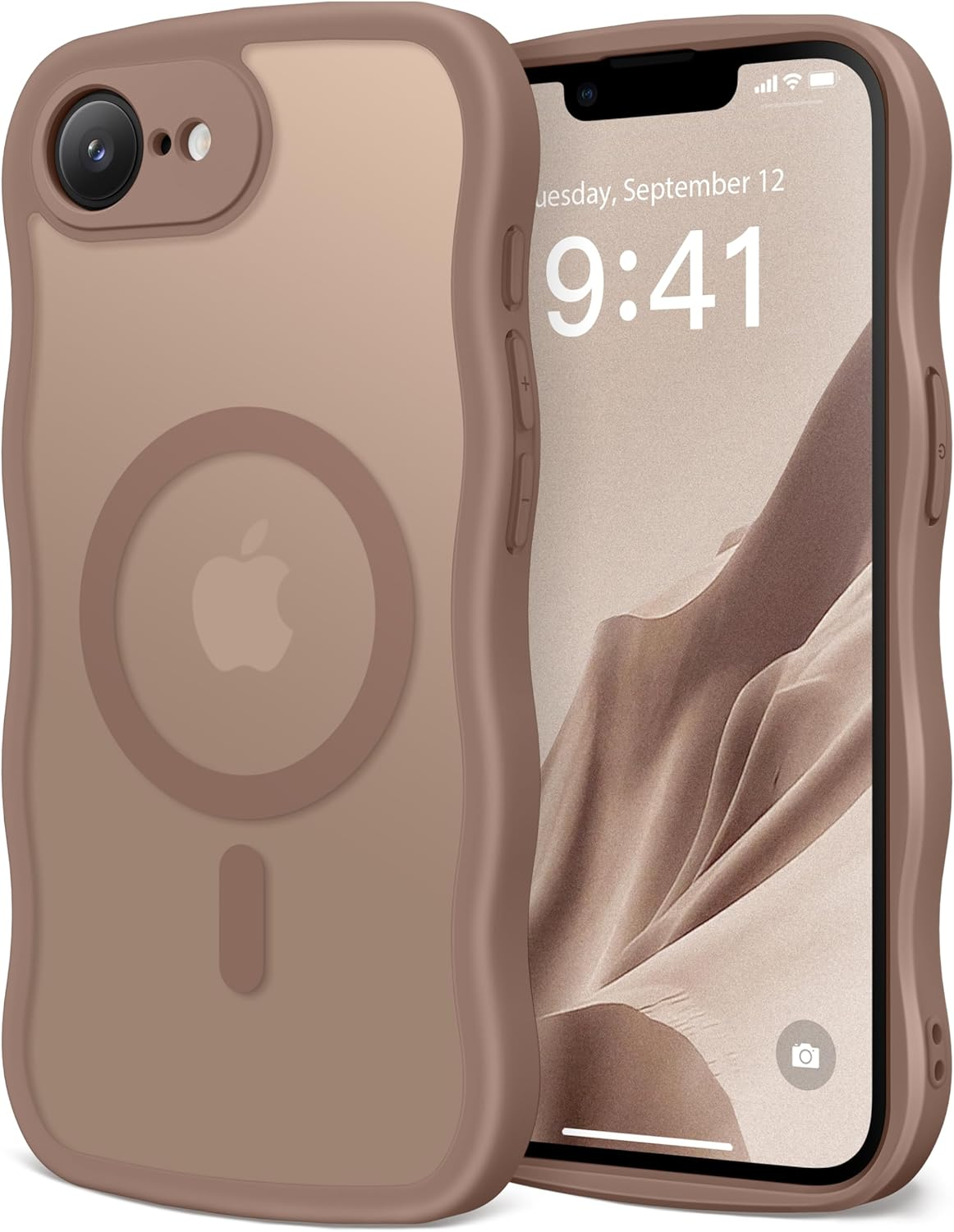 CAPRARO for Iphone 16 Pro Max Case for Women Girls, Upgraded [Full Camera Protection] [Compatible with Magsafe] Cute Wave Translucent Matte Phone Case for Iphone 16 Pro Max, Black Currant