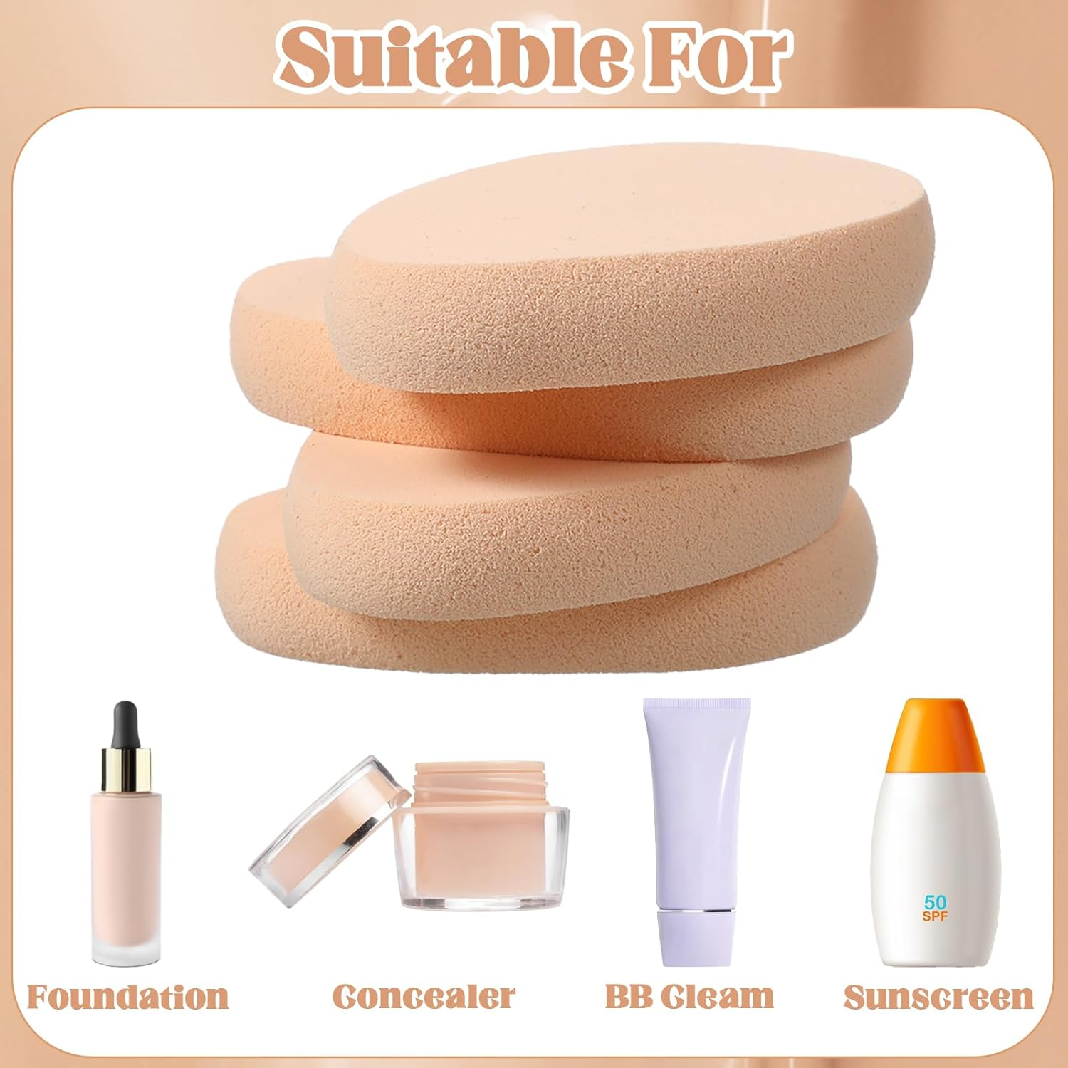6 X Flat Sponge for Makeup, Soft, Durable and Suitable for Beginners image number 6