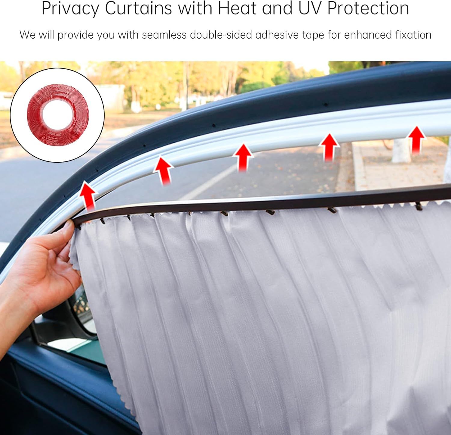 Areyourshop Car Side Window Sun Shade Car Privacy Sunshade，Privacy Curtains with Thermal Insulation Protection，For Breastfeeding Taking a Nap Changing Clothes Camping Gray - Black image number 3