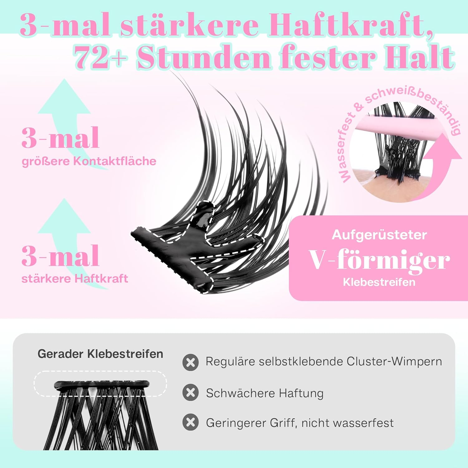 CALAILIS ZBP10D Self-Adhesive Eyelash Extensions, 120 Pieces, D Curl Wispy Eyelashes, Self-Adhesive, Press on Lashes, No Glue Needed, Pre Glue Eyelashes with Tweezers image number 6