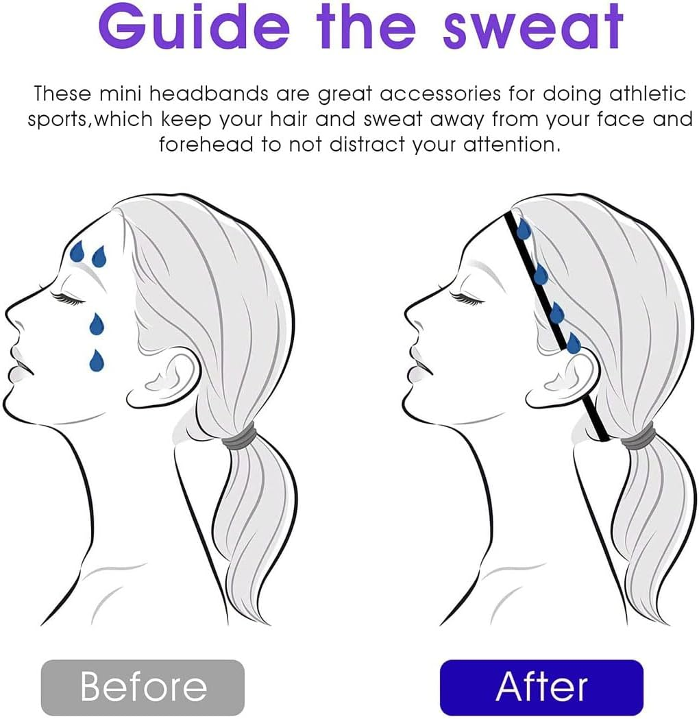 Aufondof 6 Pieces Thin Non-Slip Elastic Sport Headbands, Hair Bands Silicone Grip Exercise Hair Sweatbands for Men Women Football Basketball Soccer Tennis Yoga Outdoor image number 6