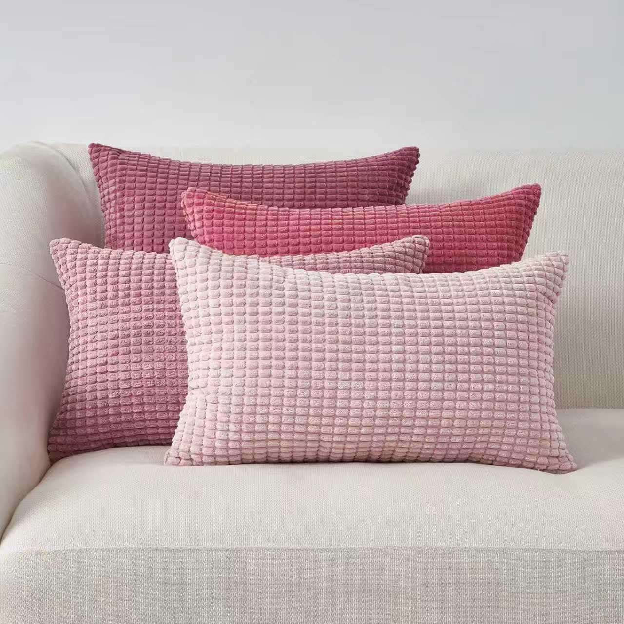 Gioia Casa Corduroy Corn Grain Cushion Covers - Soft Velvet with Hidden Zipper (Blue, 45Cm X 45Cm) image number 6