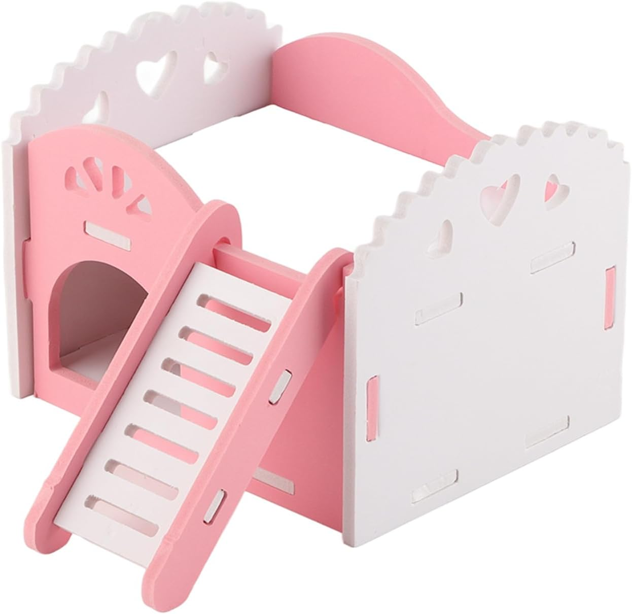 2-Layer Wooden Pet Castle House, 15X11X11Cm, Small Animal Sleeping Nest with Stairs, Waterproof Hamster Hideout for Guinea Pig, Chinchilla, Gerbil image number 4