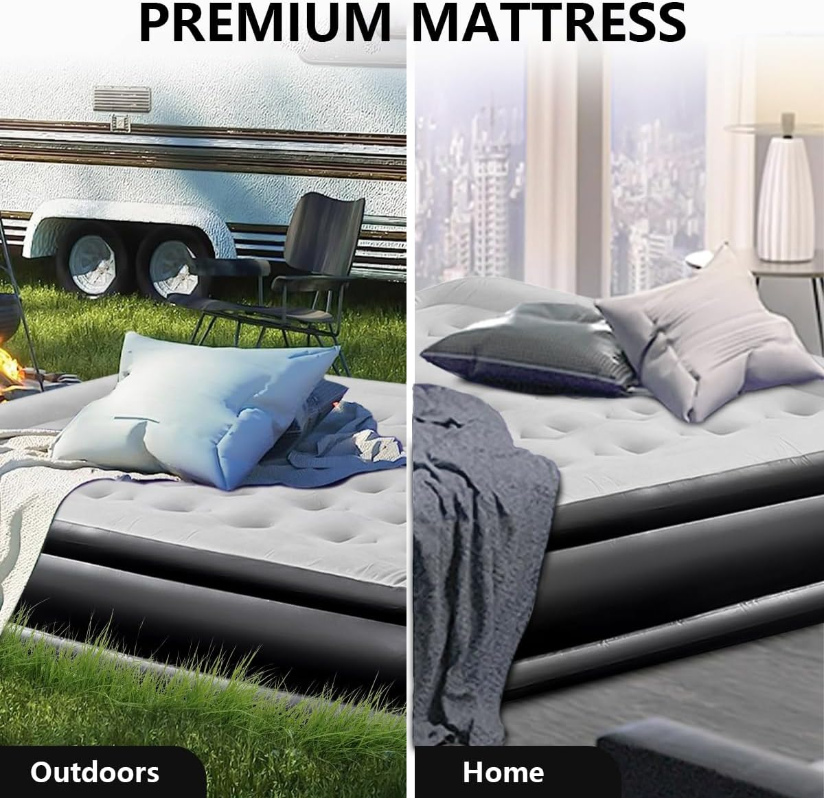 Queen Size Air Mattress,Built-In Air Pump,Automatic Inflating/Deflating PVC Waterproof Material,Skin-Friendly Flocking Surface,203&times;152&times;47Cm,300Kg MAX, Suitable for Family Camping image number 6