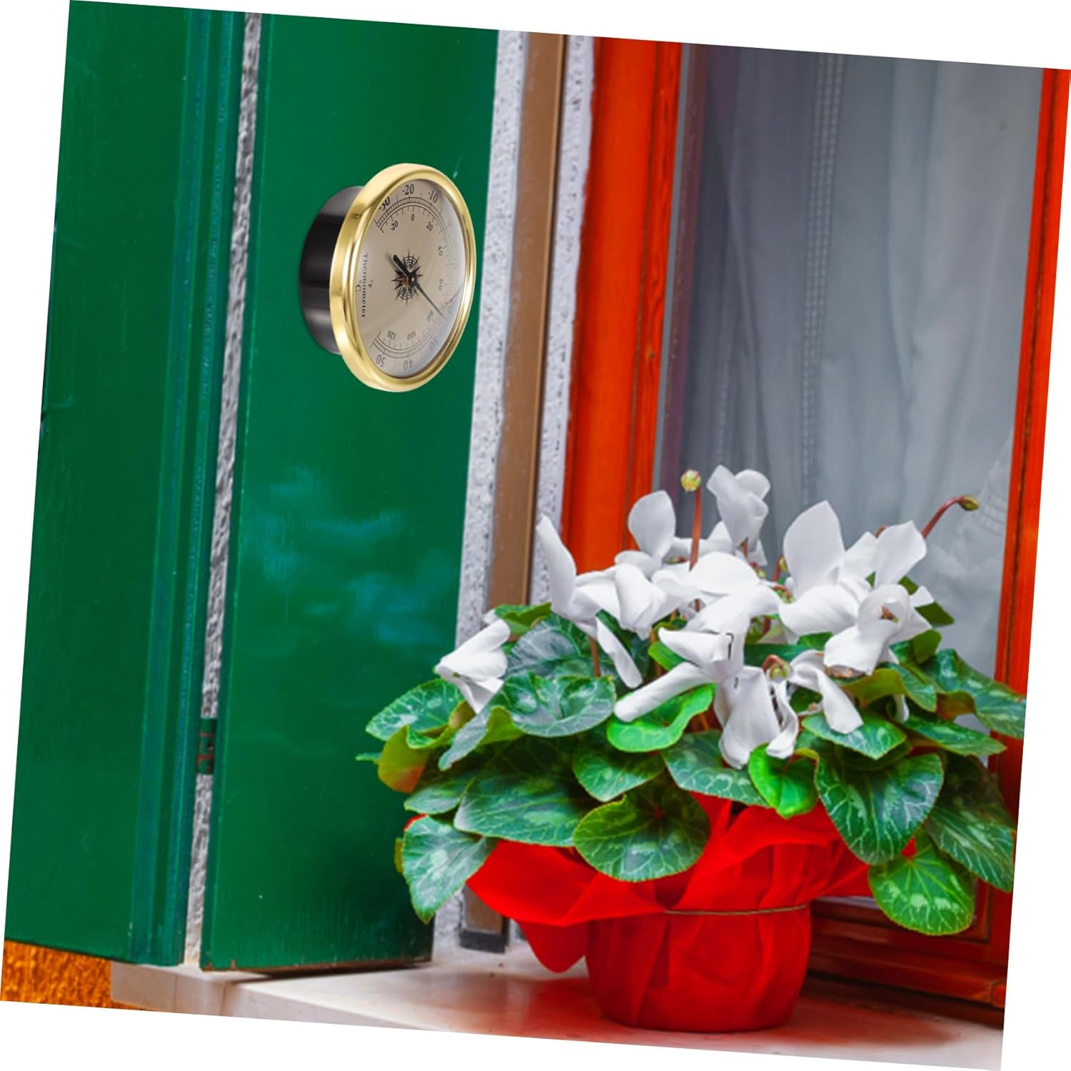 Wall Mounted Indoor Thermometer and Temperature Gauge for Home Use Small round Metal Temperature Meter Fahrenheit Display Weather Station Tool