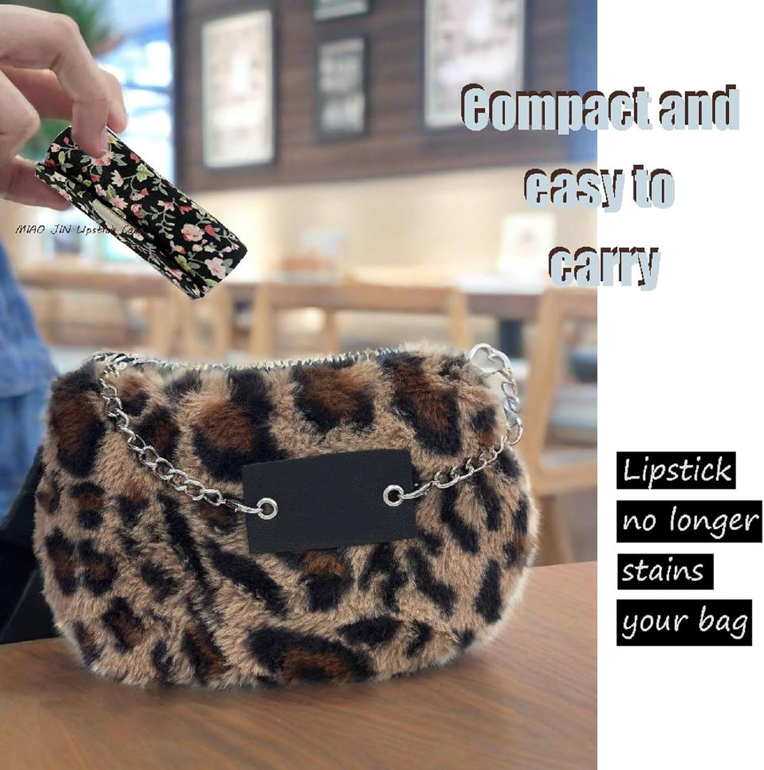 MIAO JIN Lipstick Case with Mirror Lipstick Holder Storage Box Mini Portable Floral Jewelry Cosmetic Case, Small Flower, 12PCS, 12Pcs image number 1