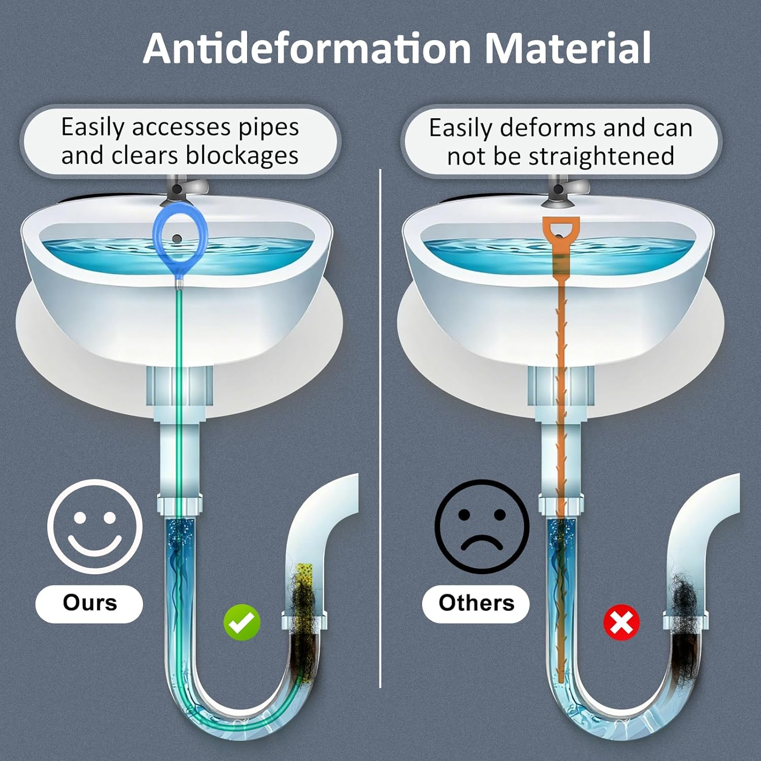 6 Pieces Pipe Cleaning Spiral, Drain Cleaner Spiral, Spiral Drain Pipe Cleaning, Drain Spiral, Drain Cleaner Brush, 90 Cm Hair Catcher, for Bathtub, Sewer Channels, Sink image number 1