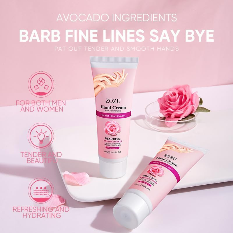 Rose Hand Creamcan Moisturize Dry Skin, Fruit Essence Hand Cream Can Moisturize Hand Skin,Hand Cream. (Rose Hand Cream 80G)